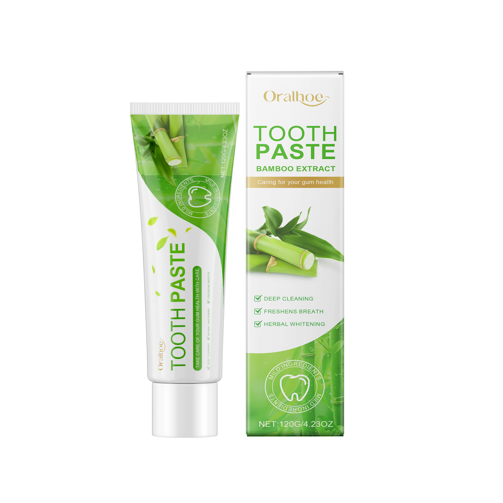 Oralhoe Bamboo Brightening Toothpaste Gently Cleans Teeth Protect Enamel Hygiene Care Improve Yellow