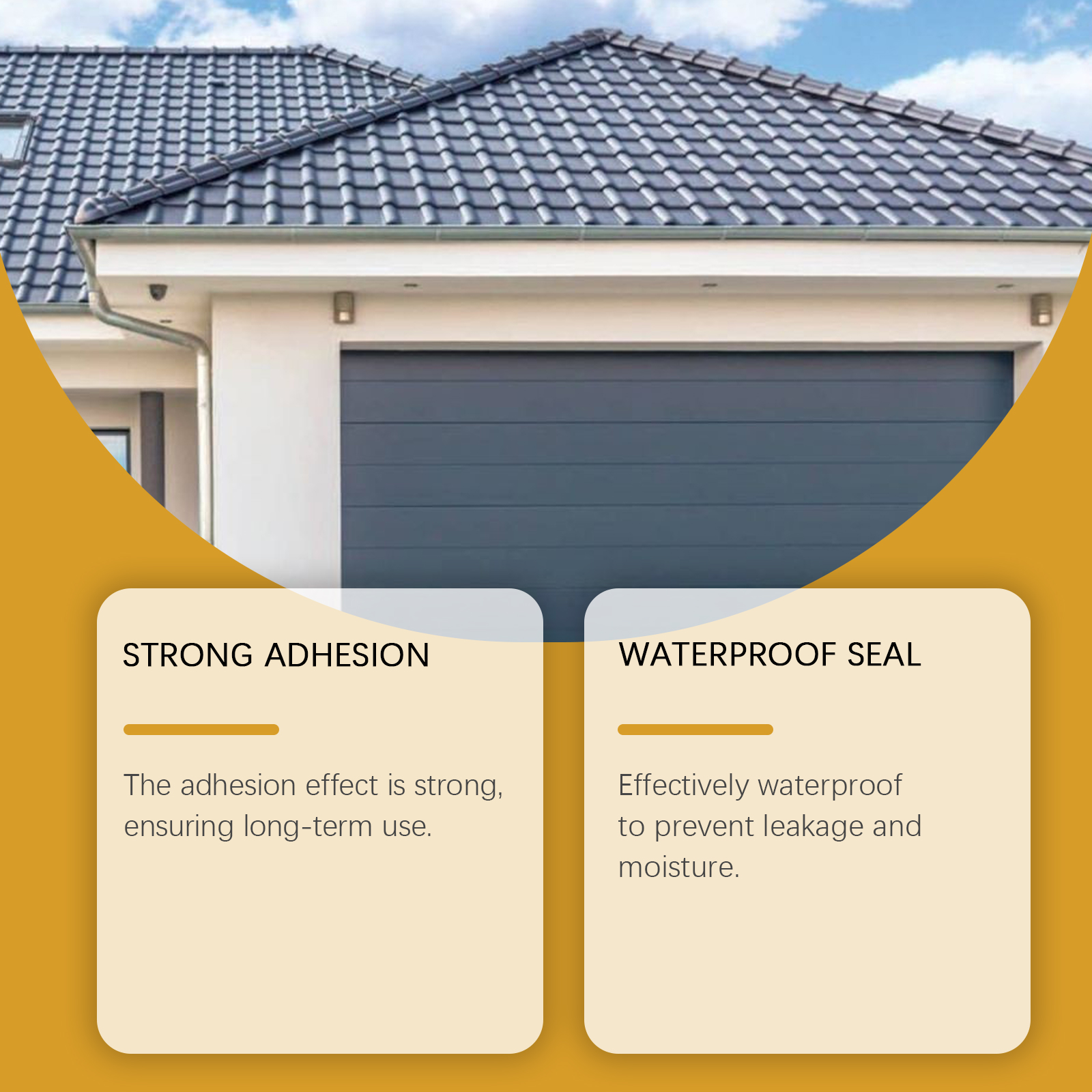 House exterior illustrating strong adhesion sealant claims