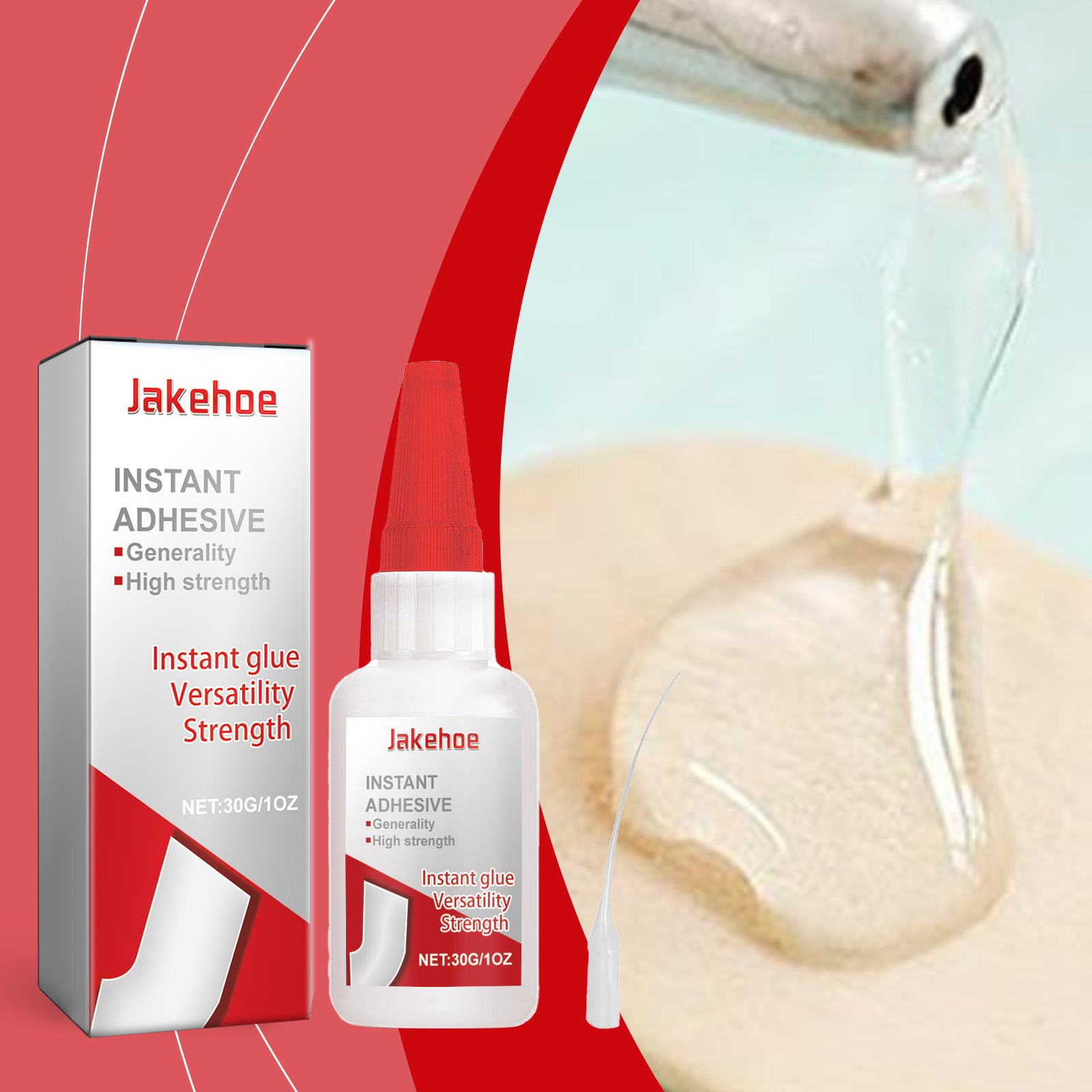 Clear adhesive flowing through a controlled application