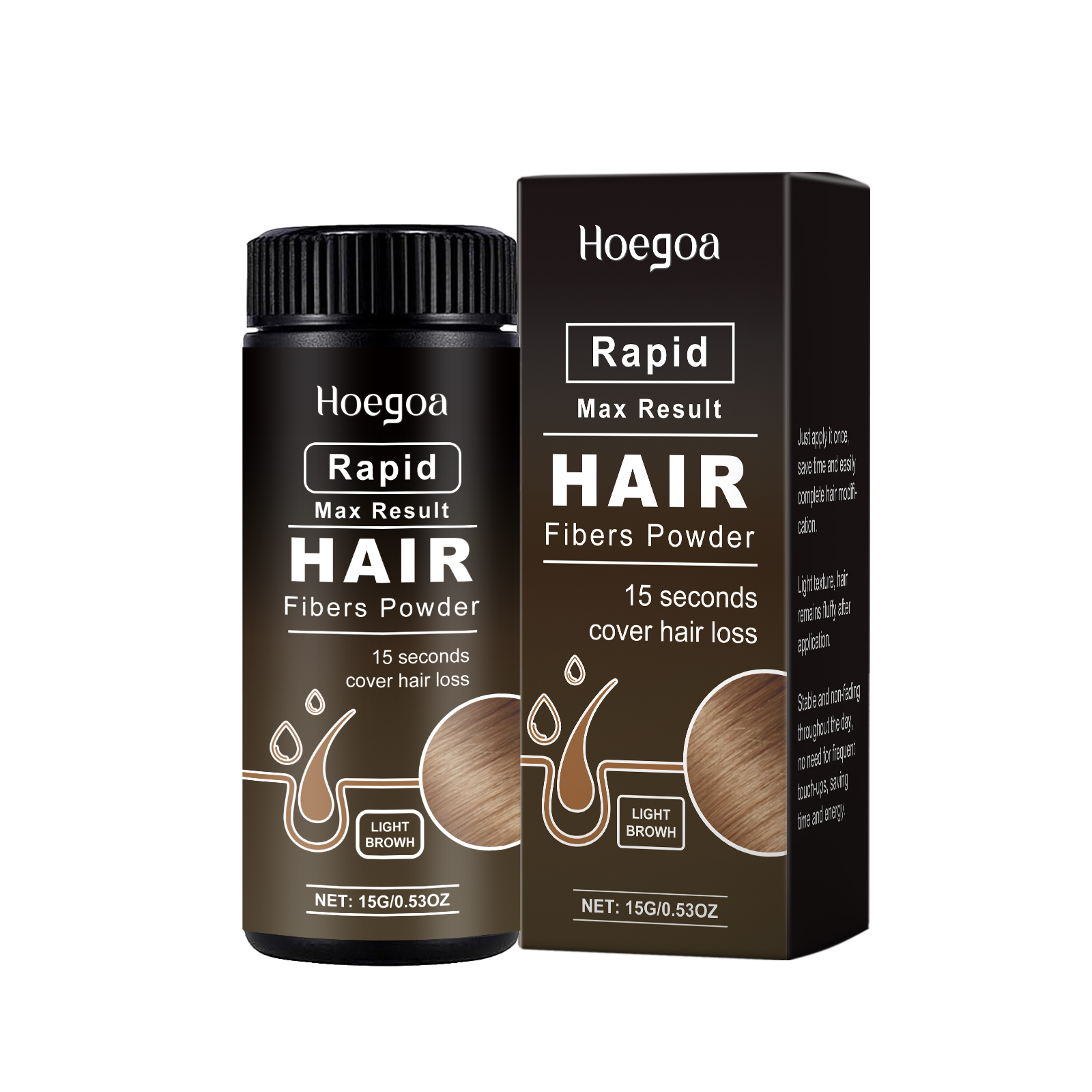 Hoegoa Light Brown Volumizing Hair Powder Hair Shade Powder Embellishes Forehead Refreshing