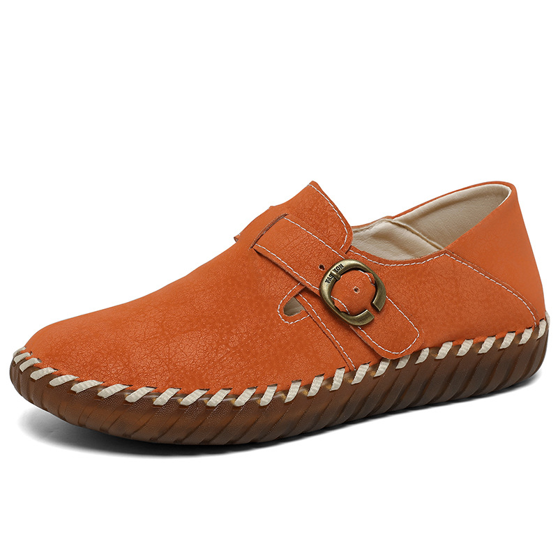 Soft Surface Top Layer Cowhide British Style Birkenstock Single Shoe Stitched Korean Version