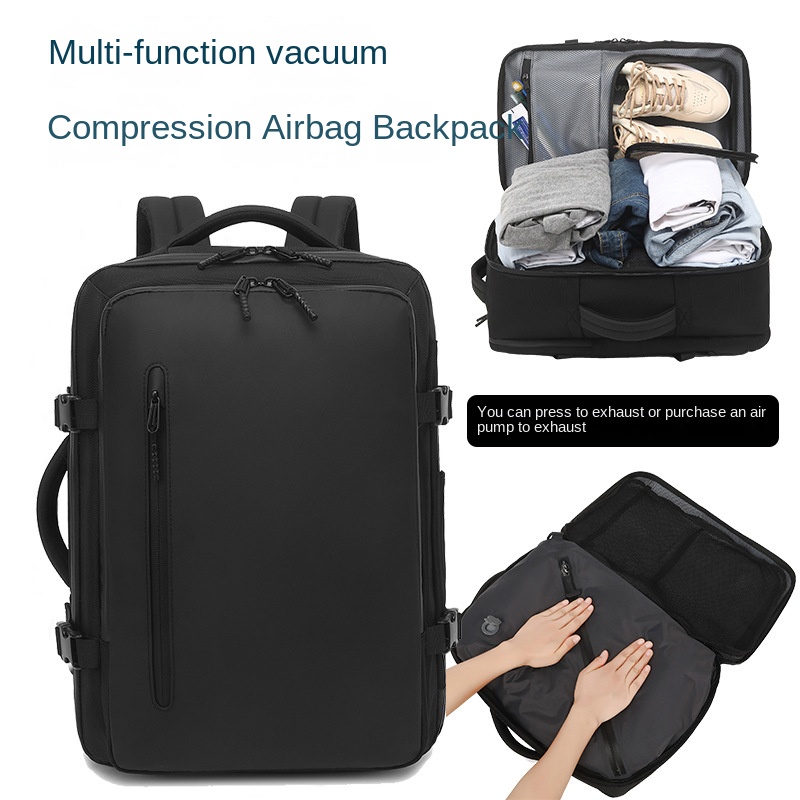 Inflatable Backpack with Expandable Large Capacity Vacuum Compression Dry-Wet Separation Storage