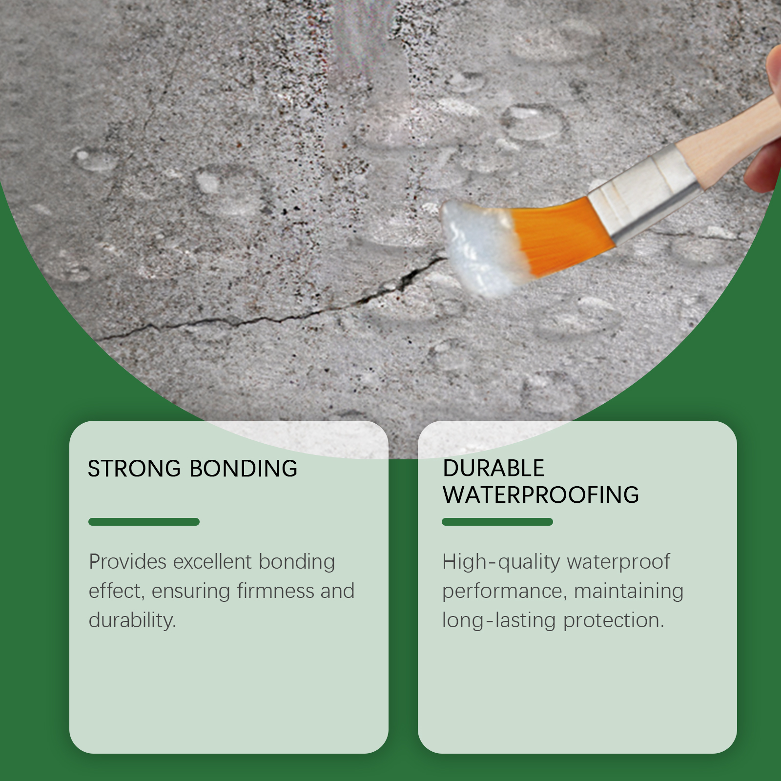 Brush spreading liquid waterproof sealant over concrete