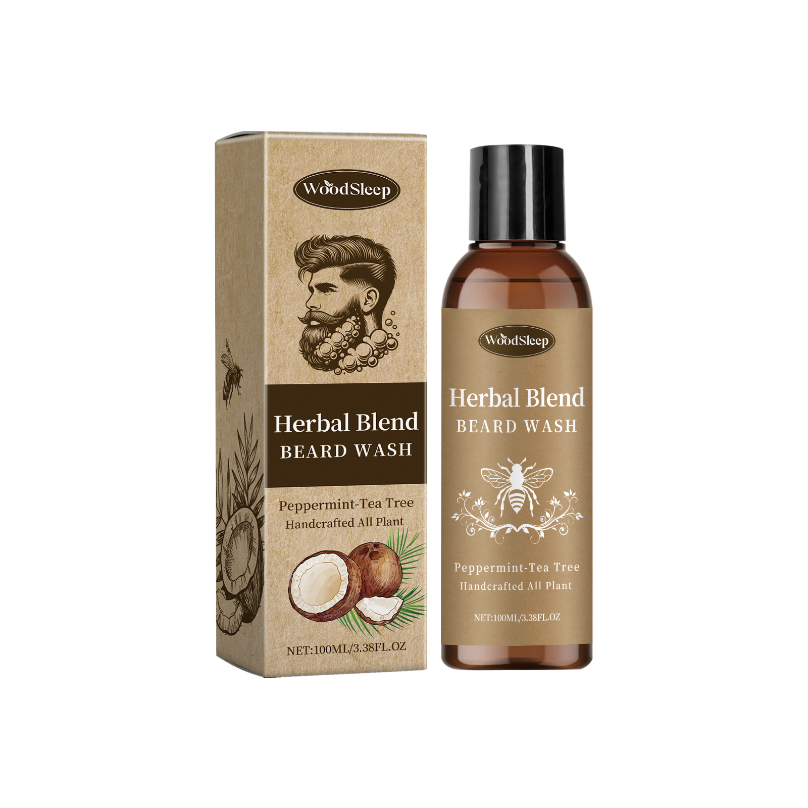 WoodSleep Facial Hair Cleanser For Men Gentle Cleansing Care Facial Hair Moisturizing And