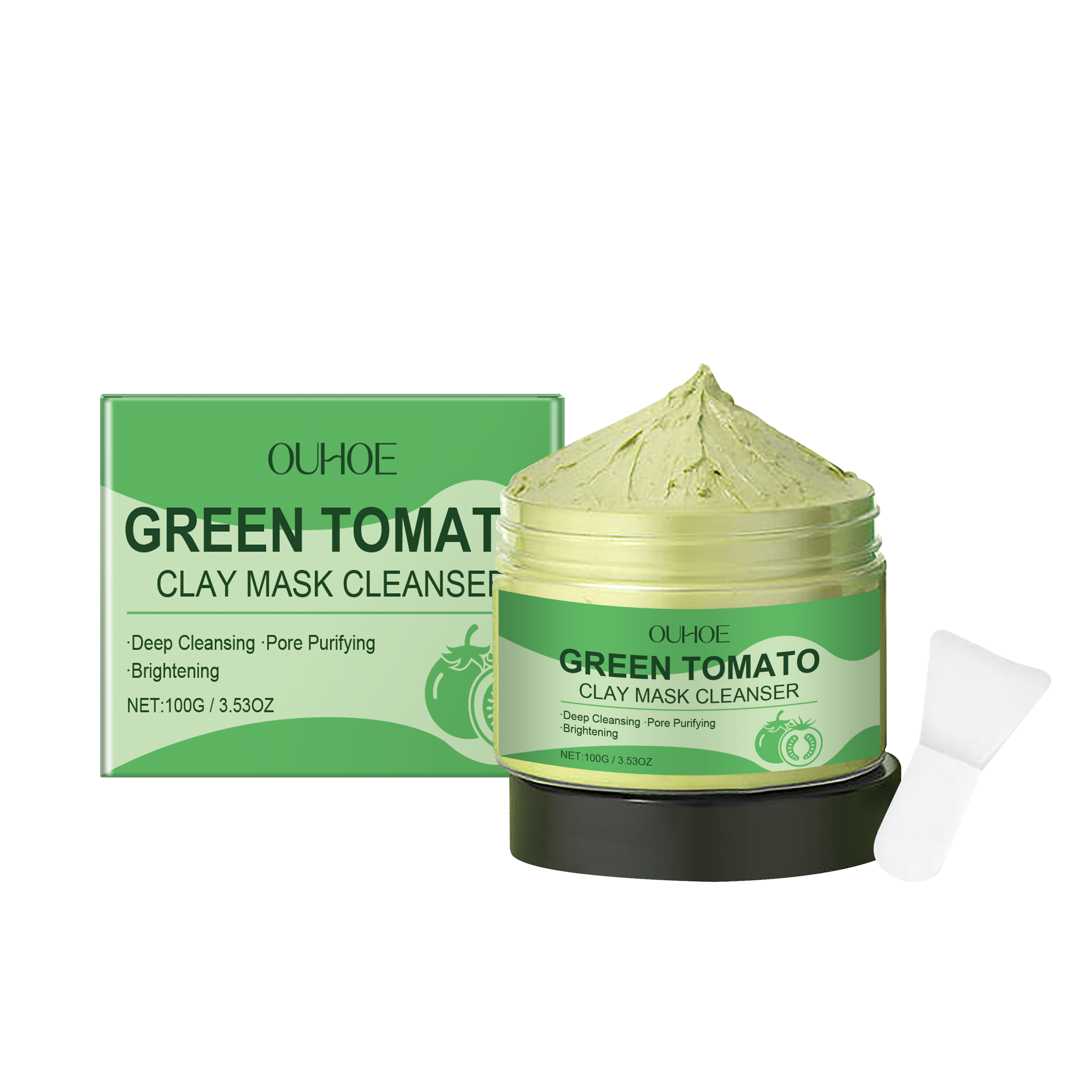 OUHOE Green Tomato Clean Clay Film Hydrating, Firming, Cleansing And Purifying Pores Facial Skin