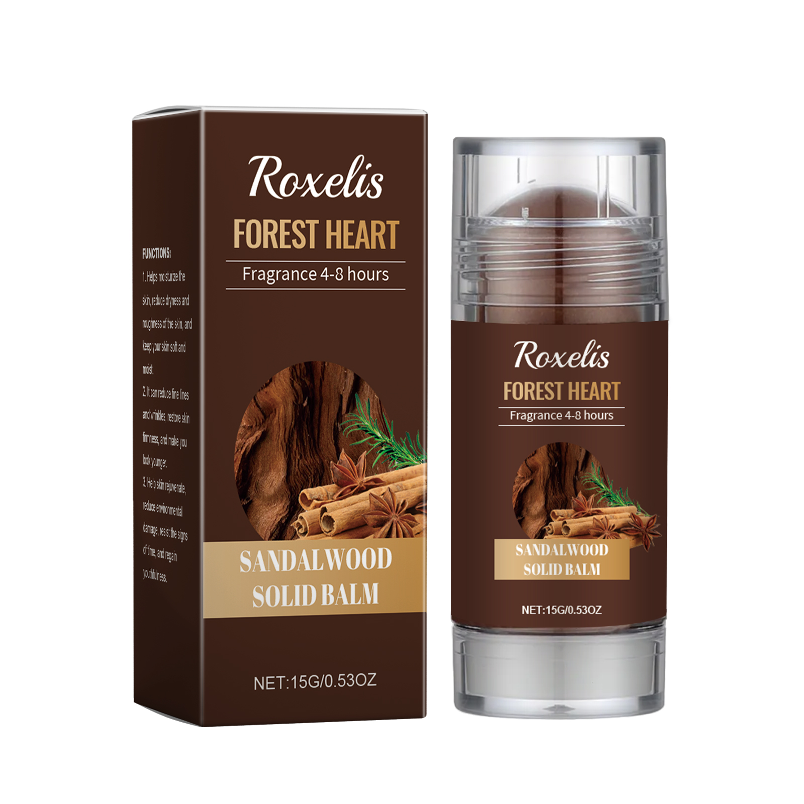 Roxelis Sandalwood Solid Balm Natural Light Fragrance Refreshing Lasting Daily Date Charming Charm