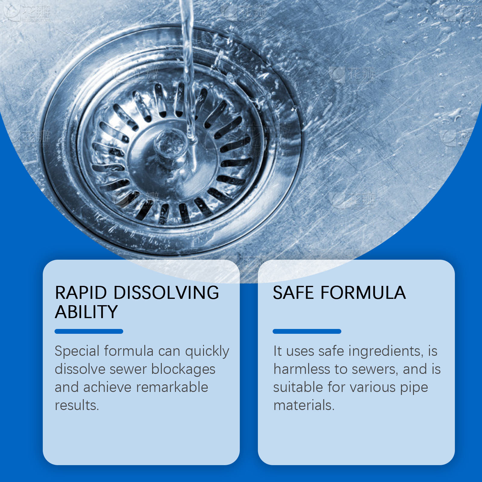 Drain powder beside flowing water illustration