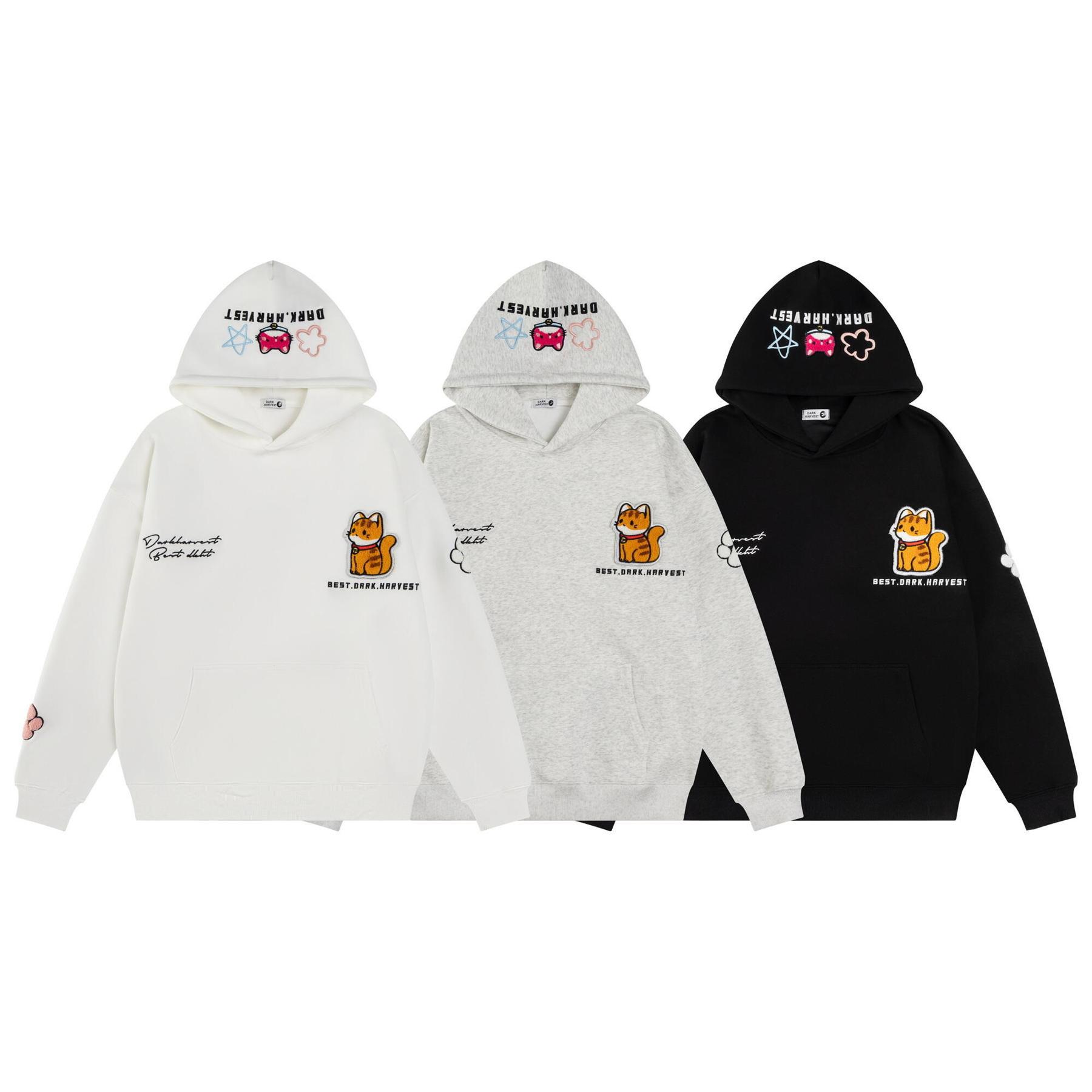 Embroidered cotton sweatshirt front view crew neck