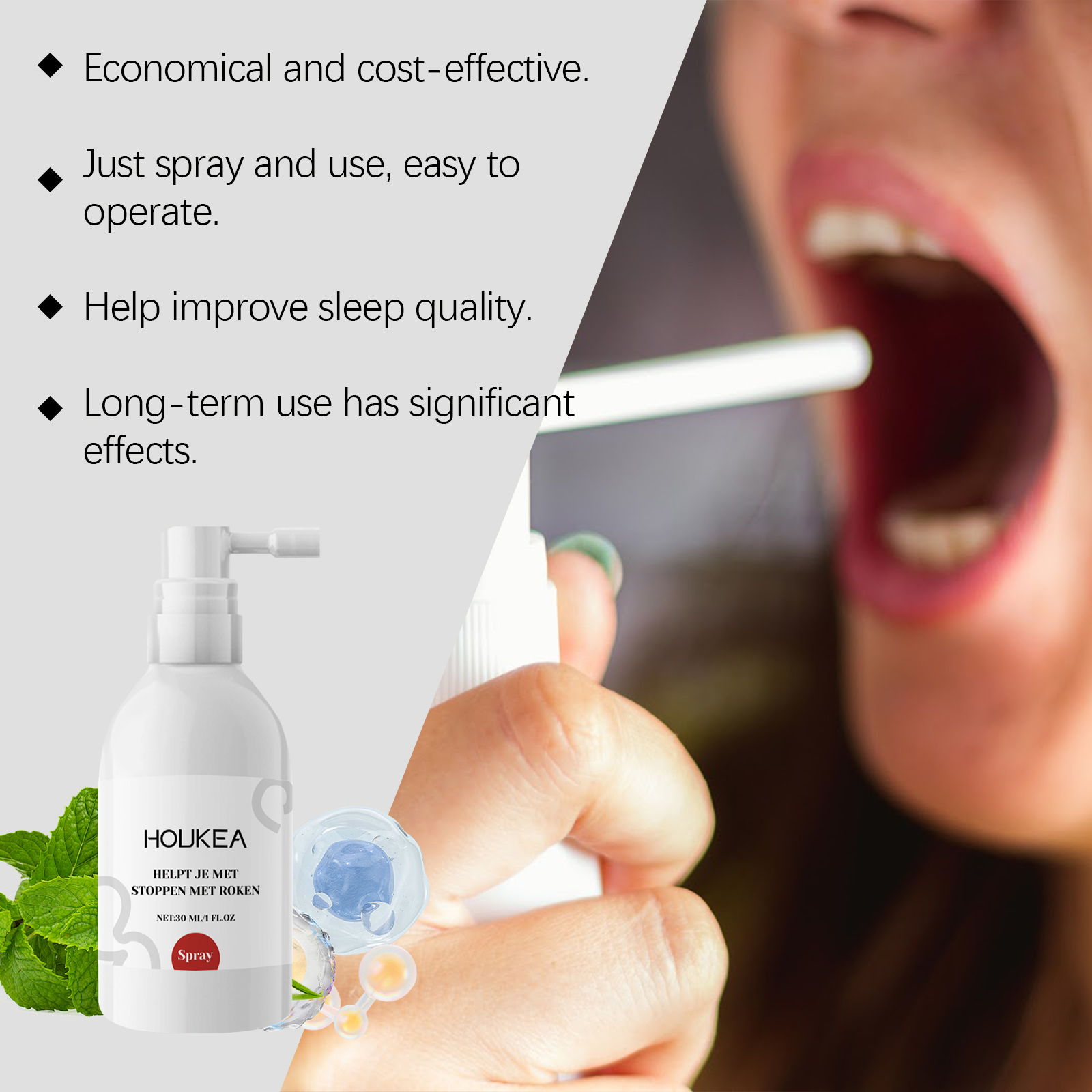 Houkea boxed breath spray with mint freshness graphic