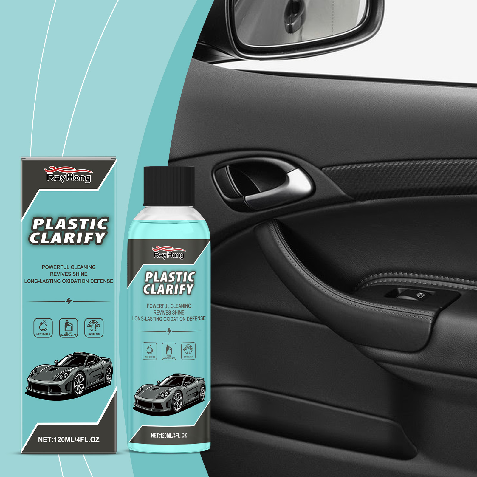 Plastic restorer beside vehicle interior trim