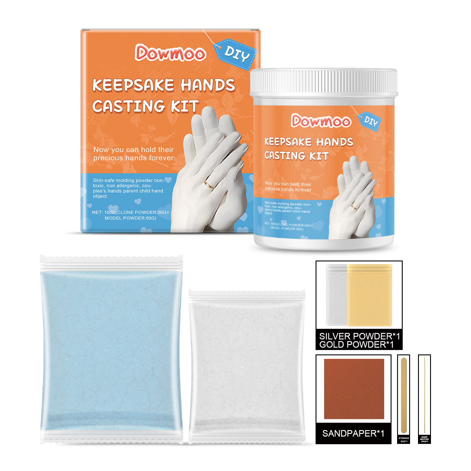 Dowmoo 3D Plaster Model Set, Hand Model Powder Clone Powder Three-Dimensional Hand Making Plaster
