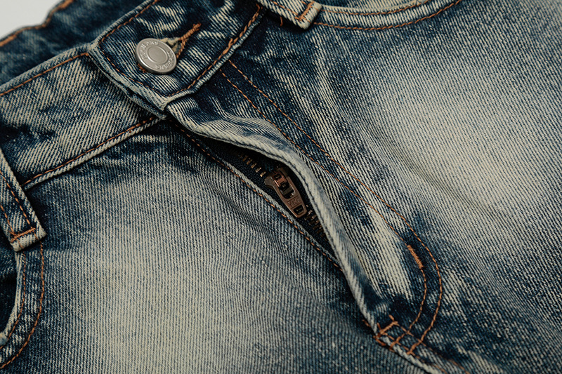 Lightning patterned denim seven quarter shorts 6347E1A6A416F3346658F52B6F08F6DE