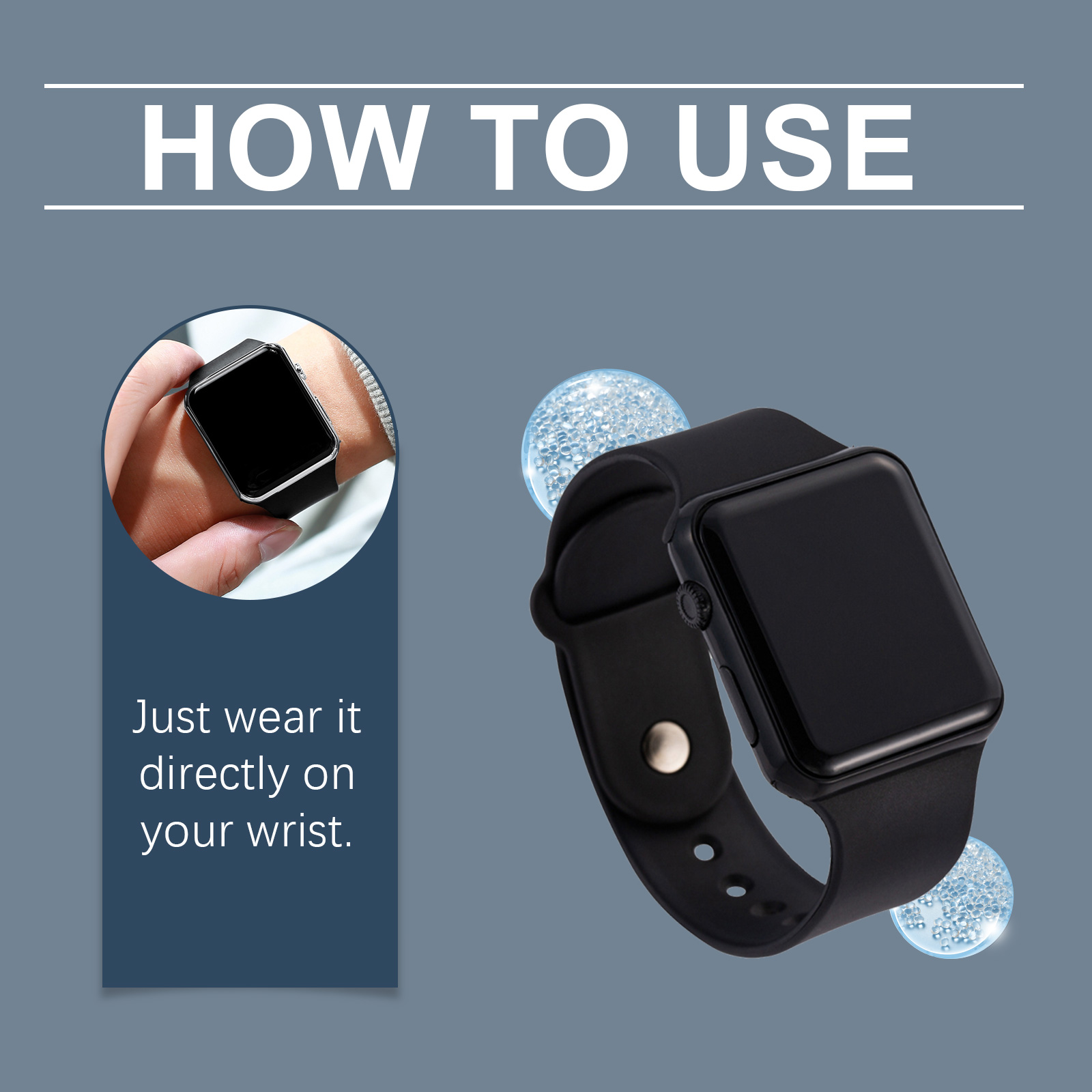 Houkea wristband and retail box arranged for everyday use