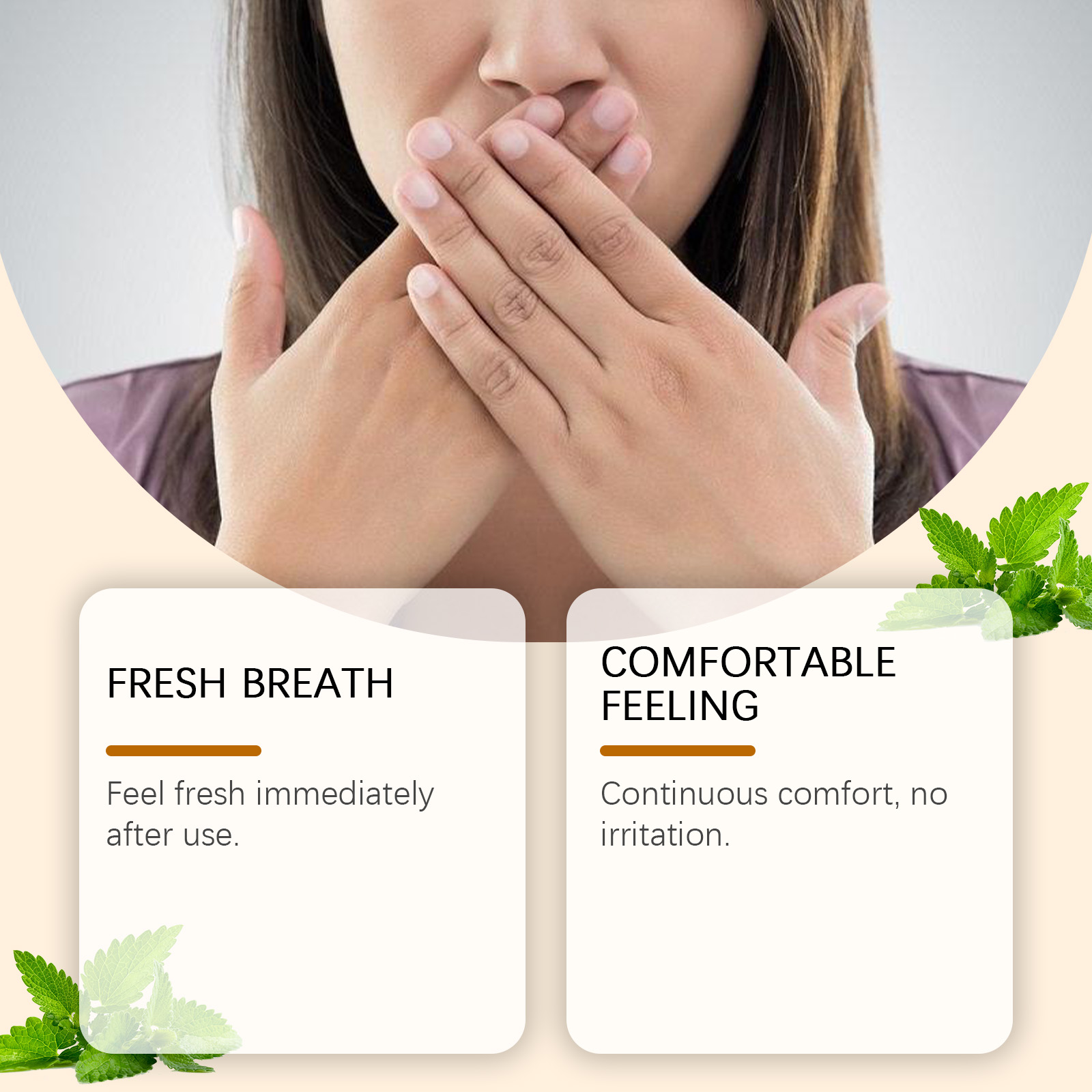Person concerned about breath before close conversation
