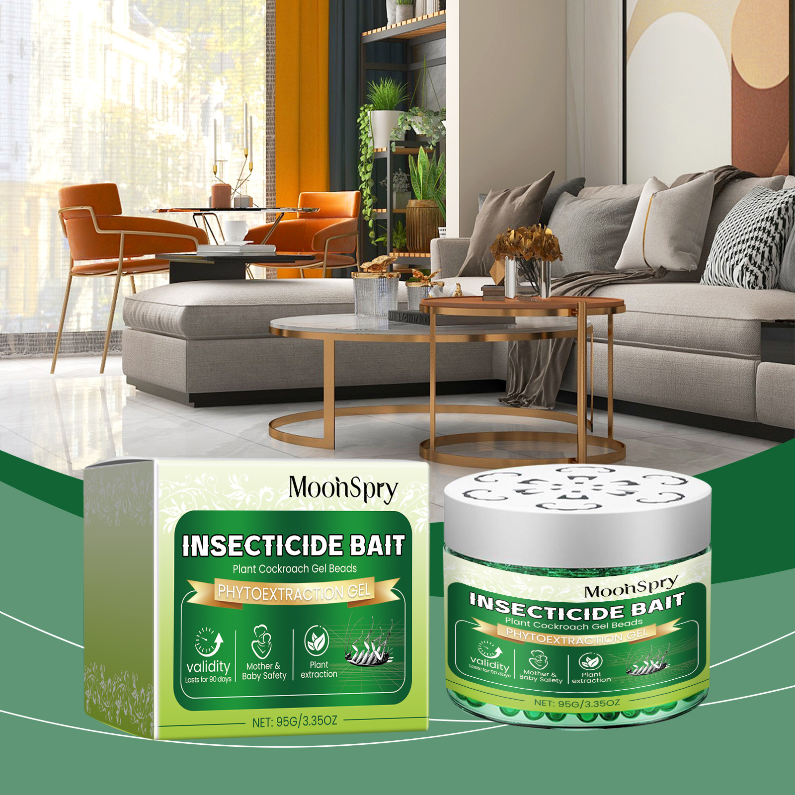 Bait box placed discreetly in an indoor living space