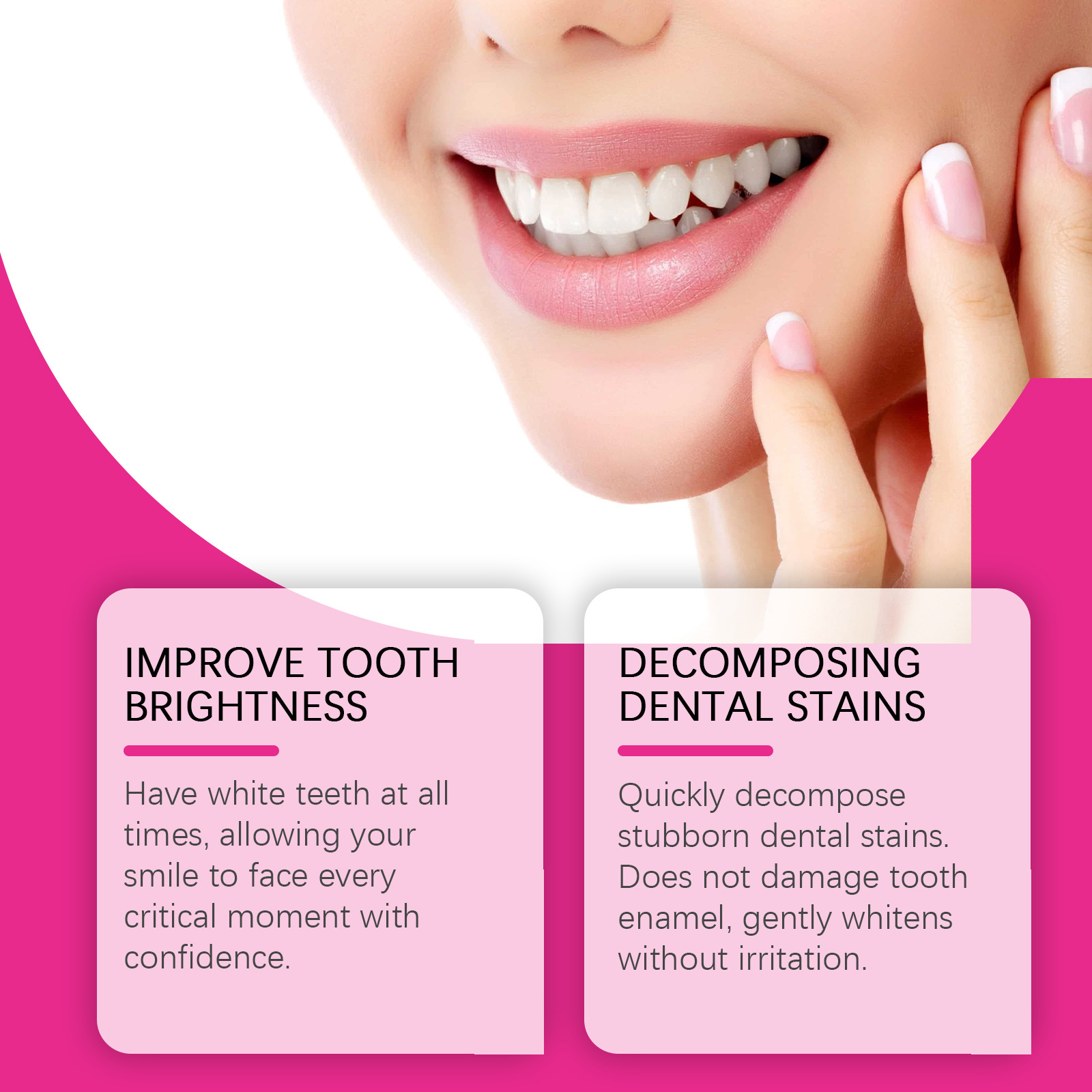 Bright smile graphic focused on dull teeth and dental stains