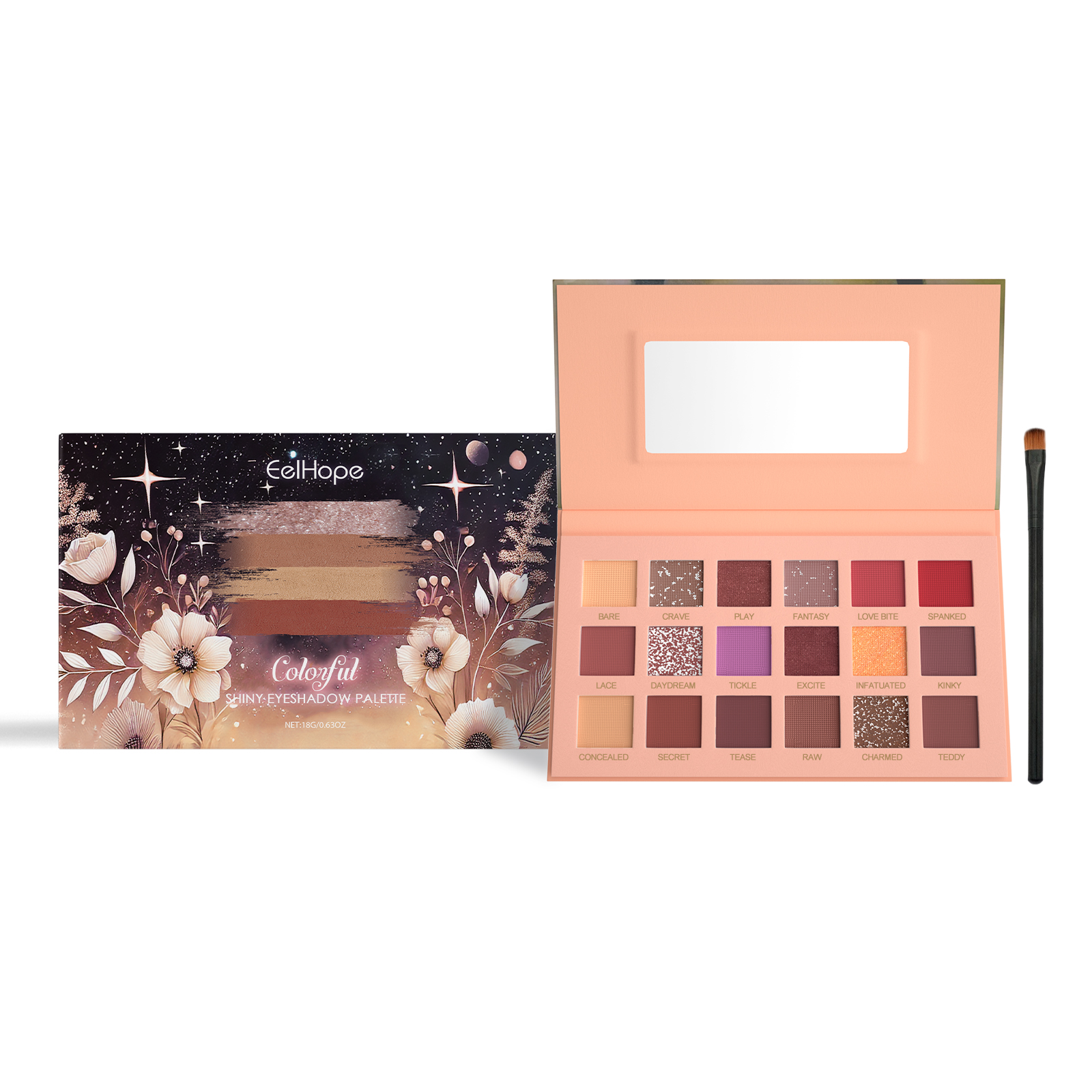 Eelhope 18-Color Eyeshadow Palette Eyeshadow Makeup Multicolor Eye Palette With 18-Color Everyday