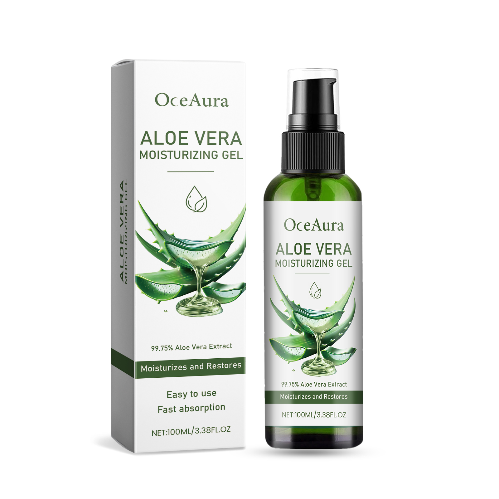 OceAura Aloe Vera Moisturizing Gel Gently Nourishes Facial Skin, Moisturizing And Refreshing Aloe