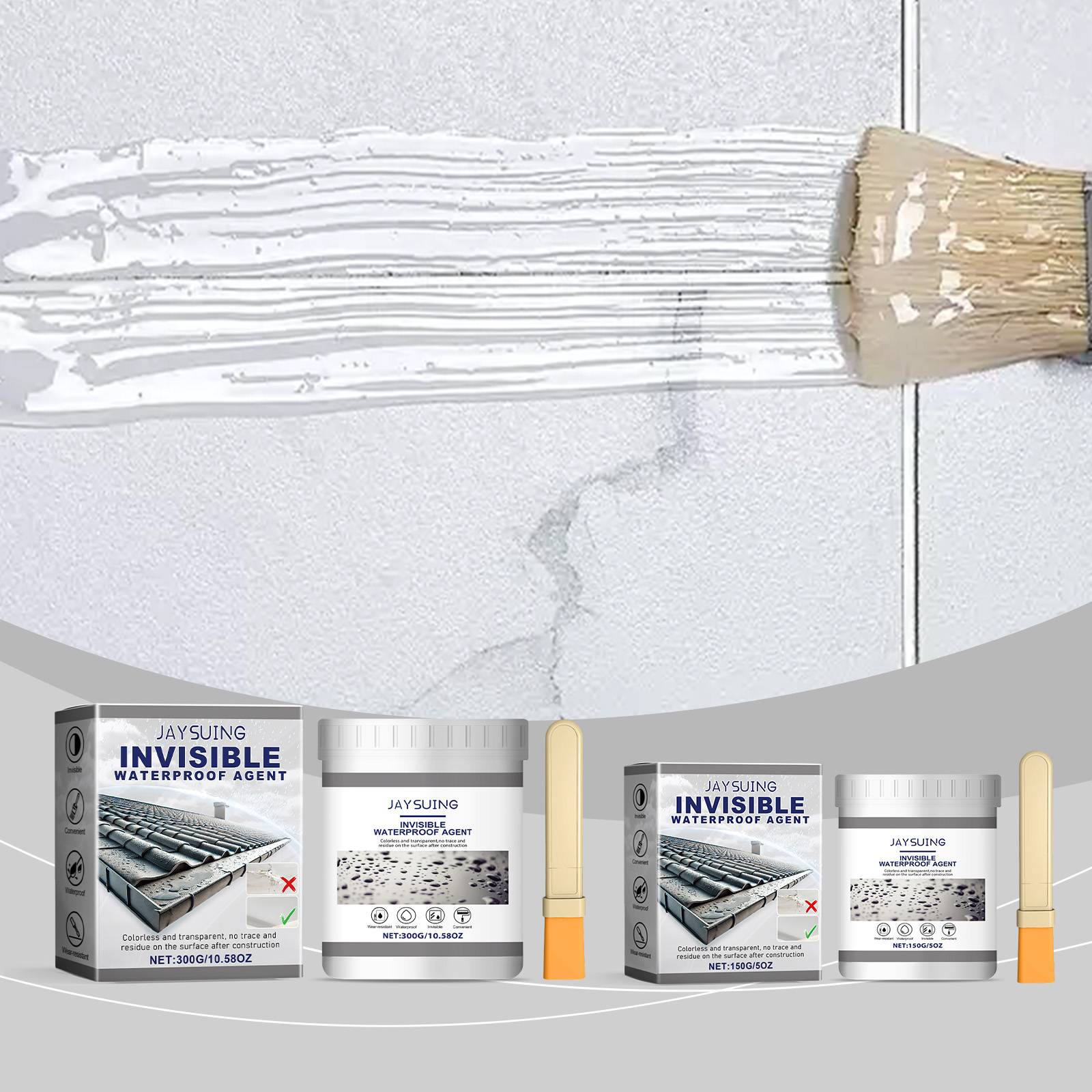 Clear adhesive brushed over light tile