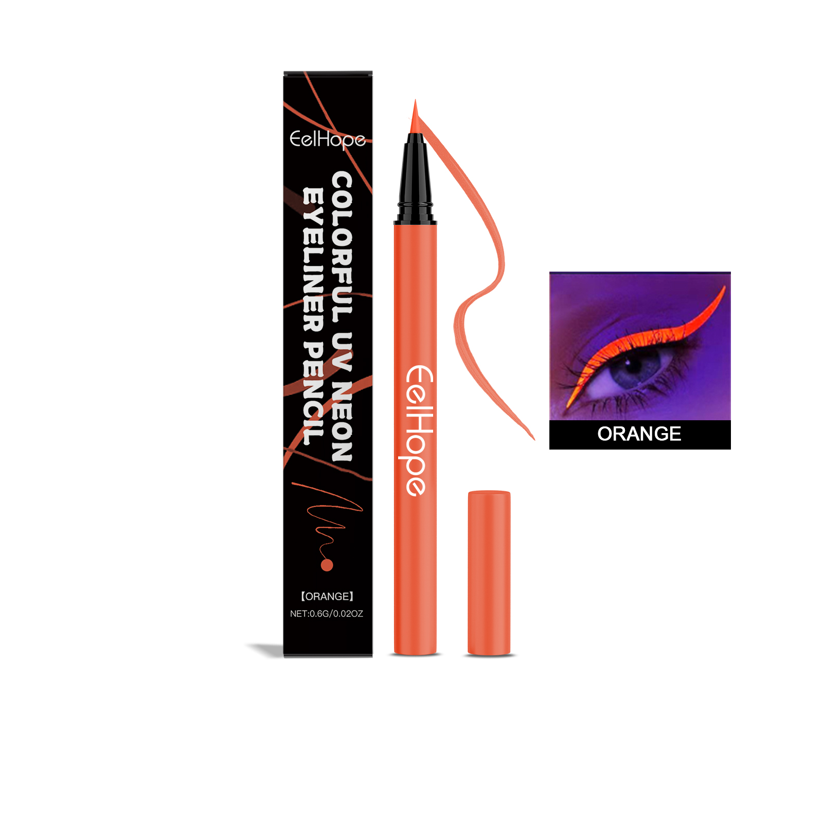 Eelhope Party Neon Liquid Eyeliner (Orange-Red) Is Smooth, Flowing, Long-Lasting And Easy To Apply