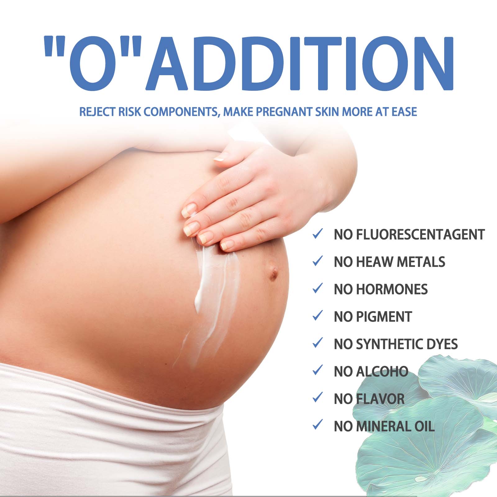 Pregnant abdomen receiving gentle cream application