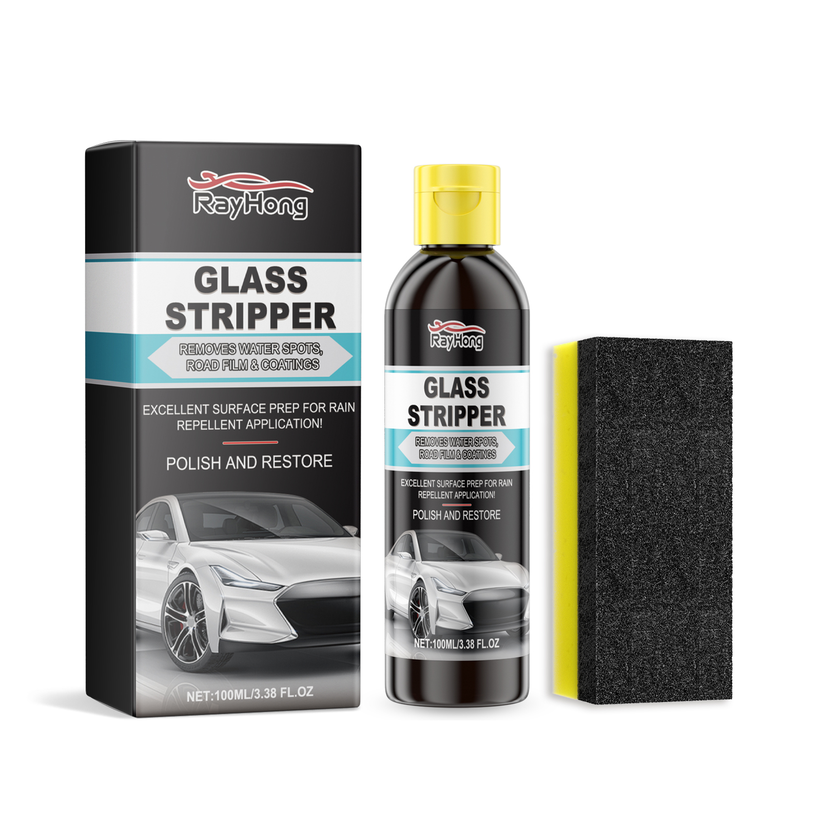 Rayhong Auto Glass Oil Film Cleaner, Anti-Rain And Anti-Fog Cleaning Coated Window Vision Cleaner