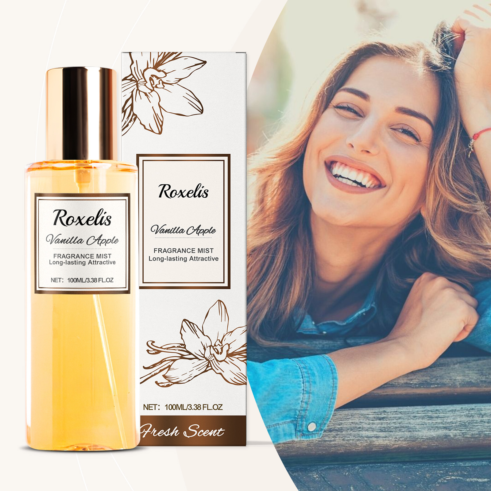 Woman with portable Roxelis fragrance outdoors