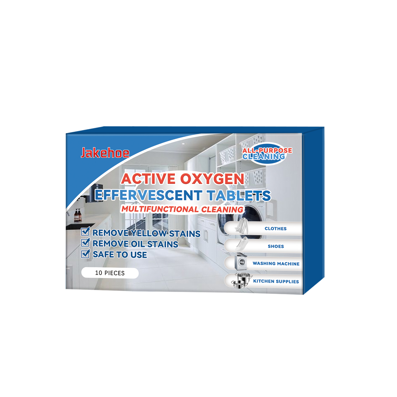 Jakehoe Multifunctional Cleansing Effervescent Tablet Gently Cleans Clothes To Remove Stubborn
