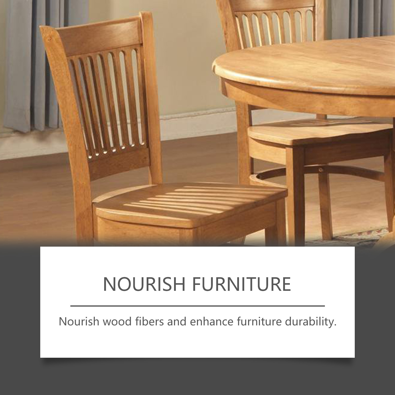 Polished wooden chair and table after surface care