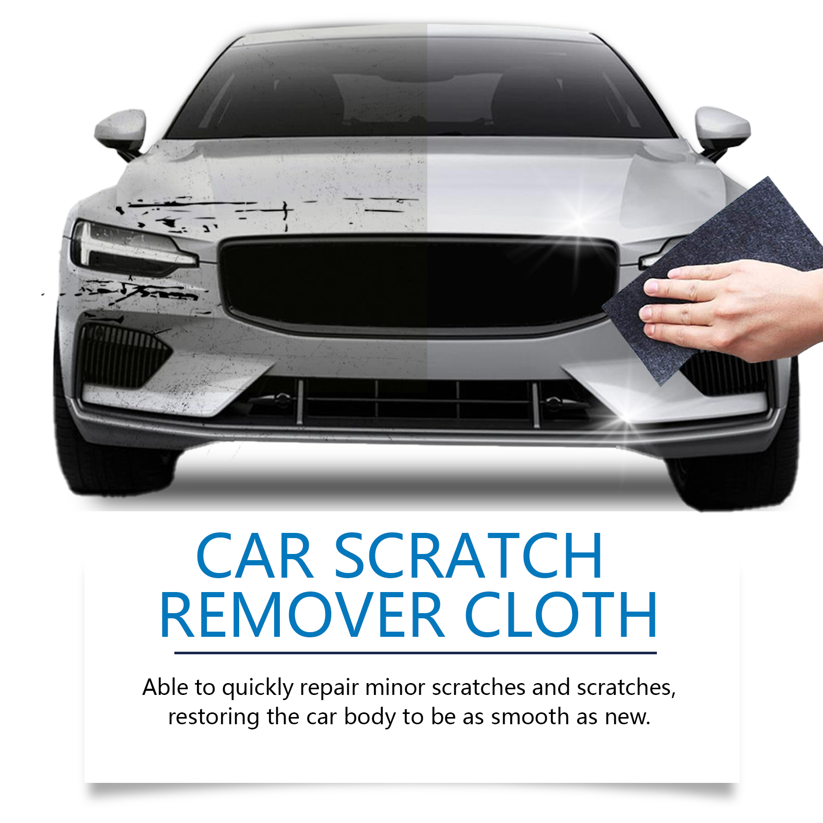 Dark gray cloth pressed against white car paint