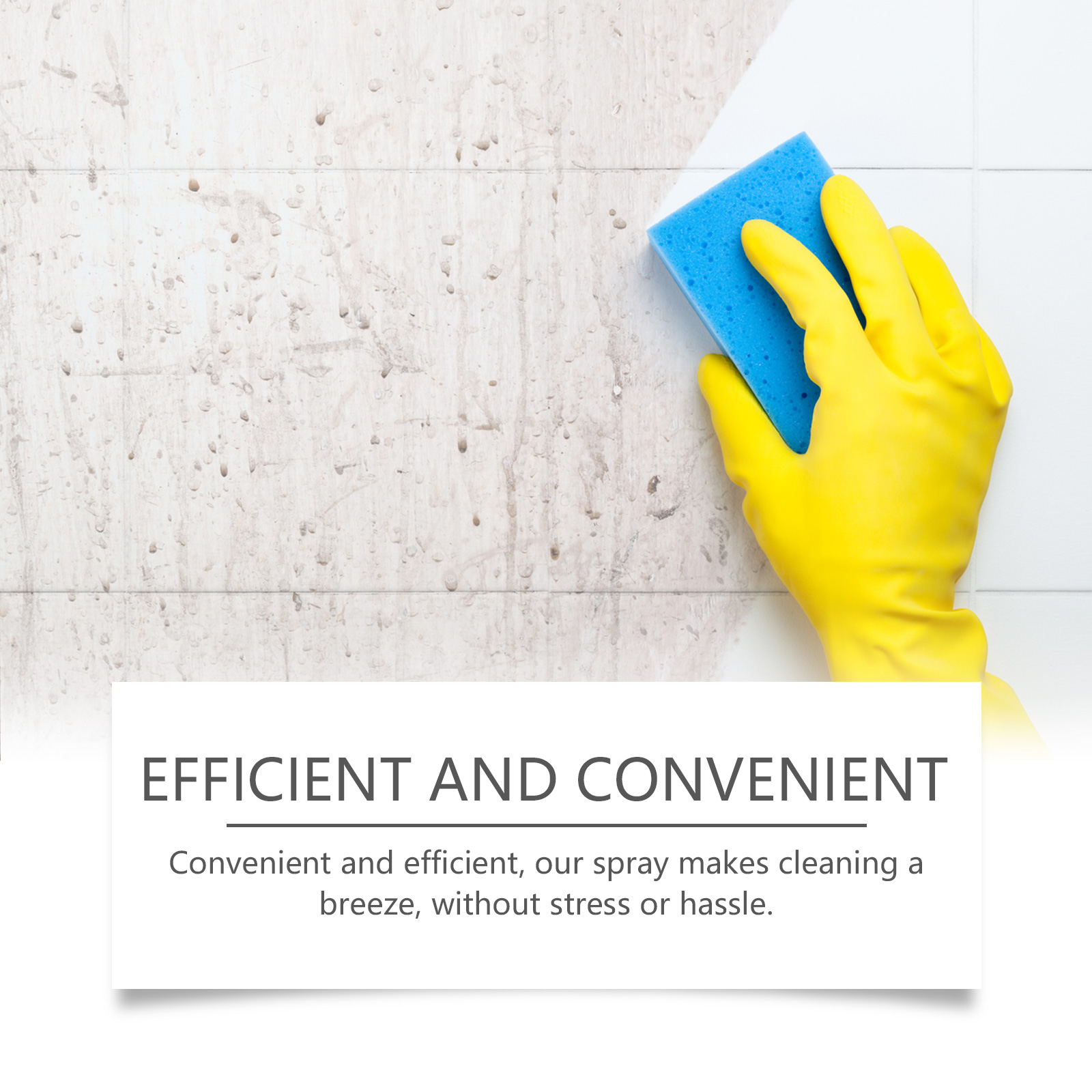 Hand wiping a greasy surface with a sponge and spray
