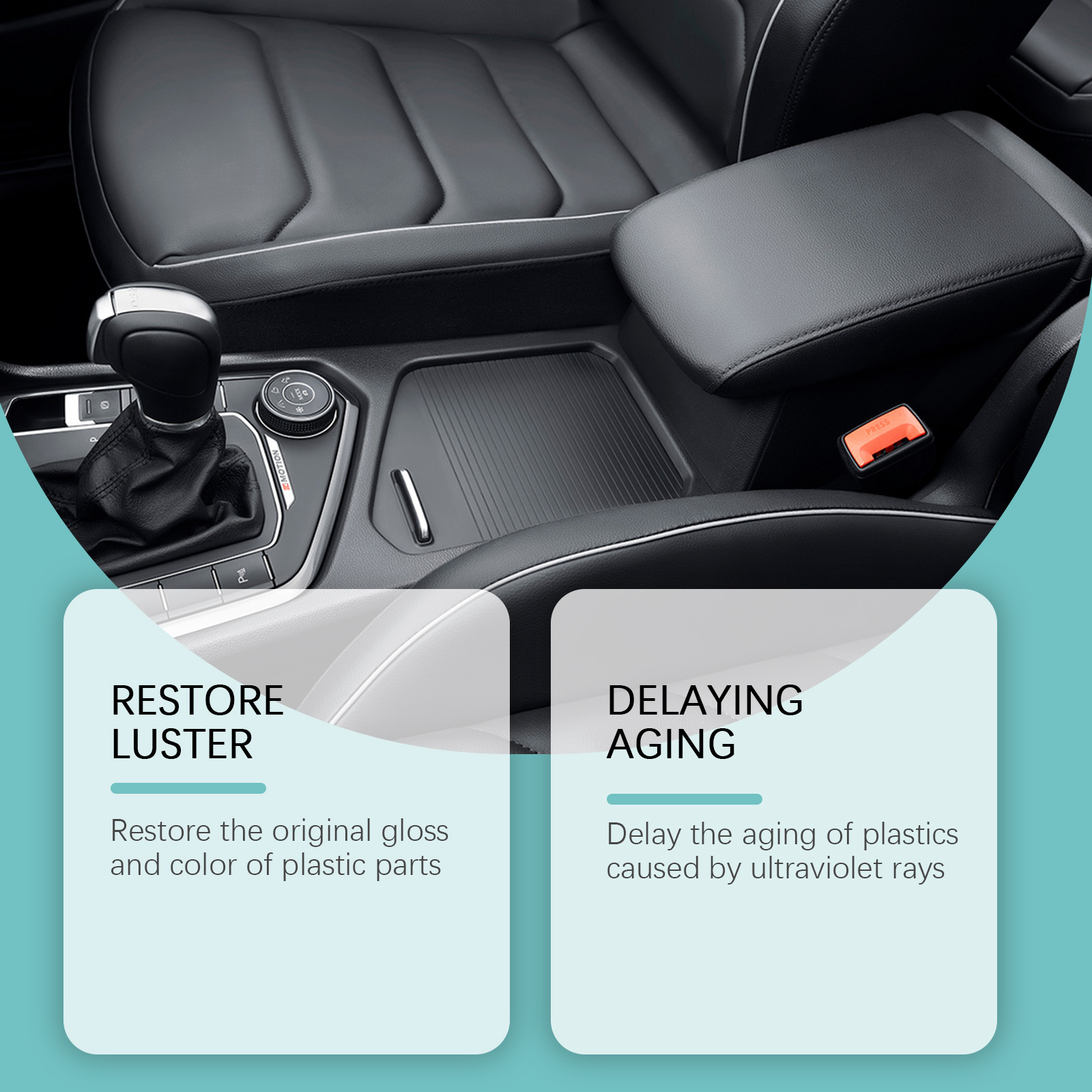 Glossy black car console with restored luster