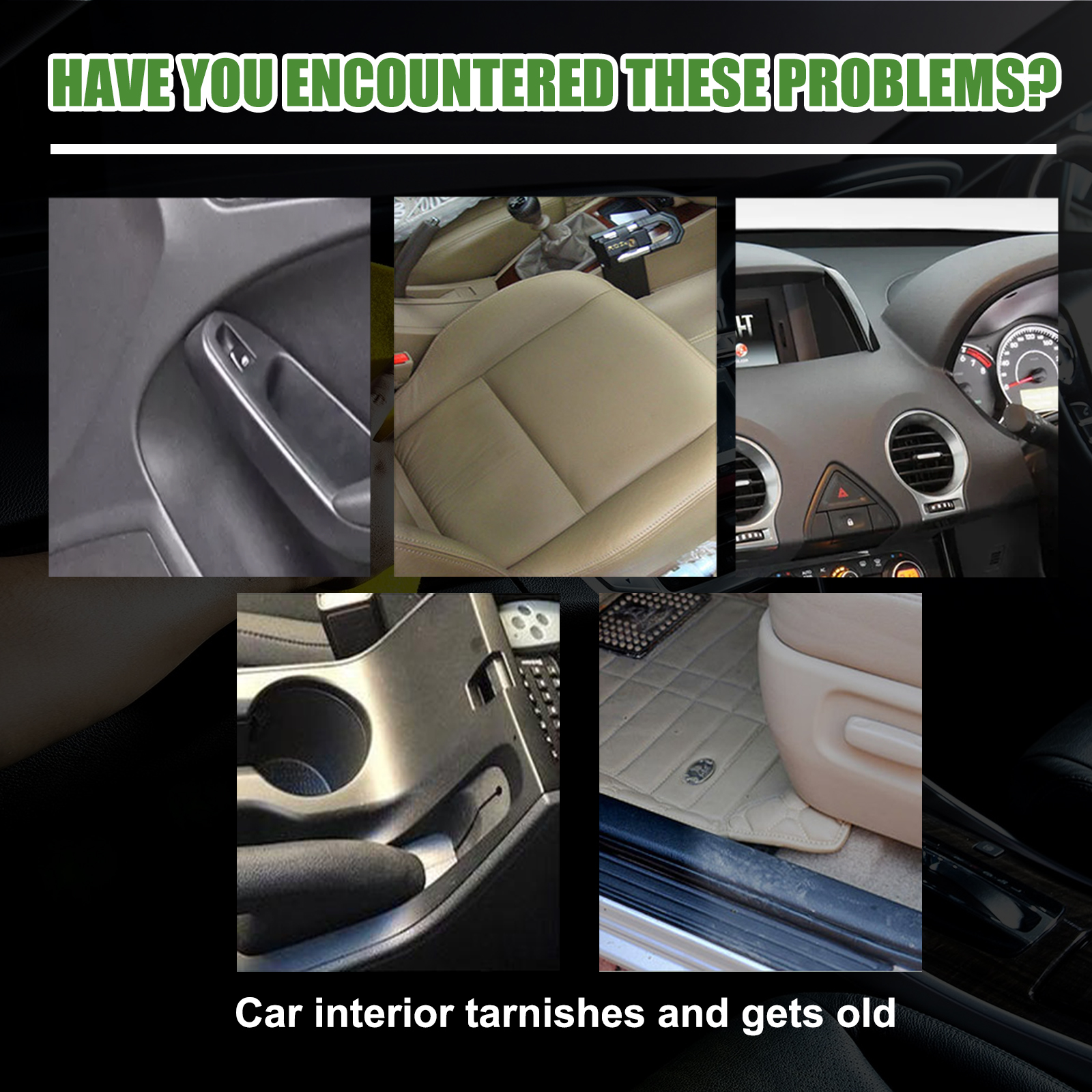 Car interior areas ready for sponge cleaning