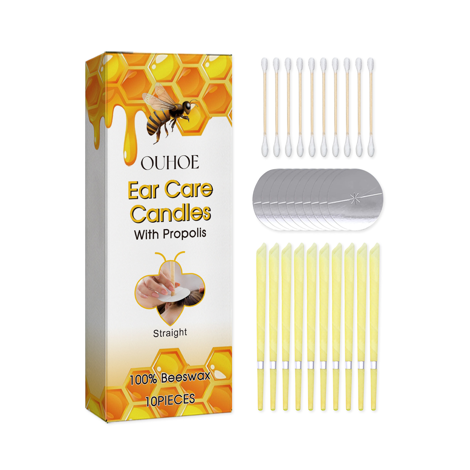 OUHOE Ear Candle Set For Soothing And Gentle Ear Cleansing Nourishing Care Honey Beeswax Ear Candle