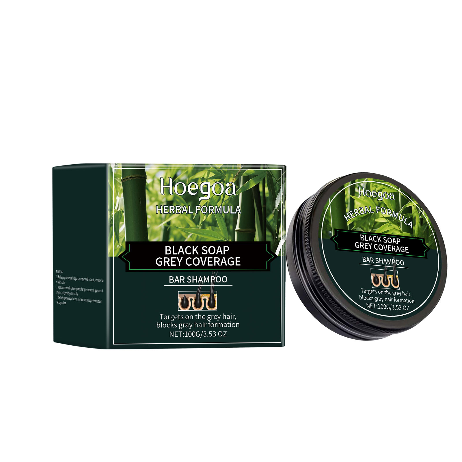 Hoegoa Bamboo Charcoal Shampoo Soap Improves Hair Quality, N