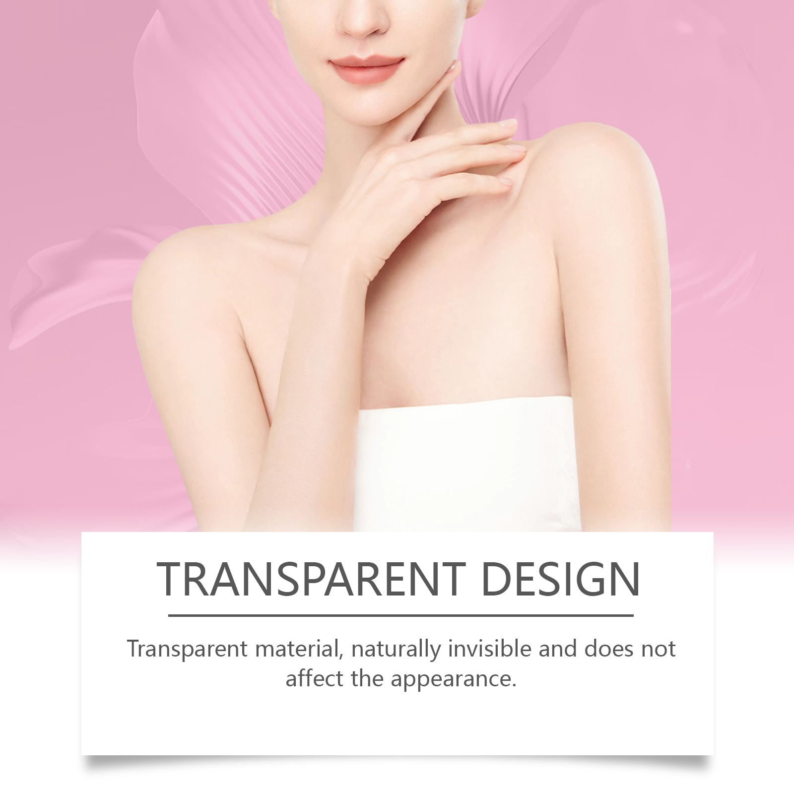 Transparent strip supporting strapless white clothing