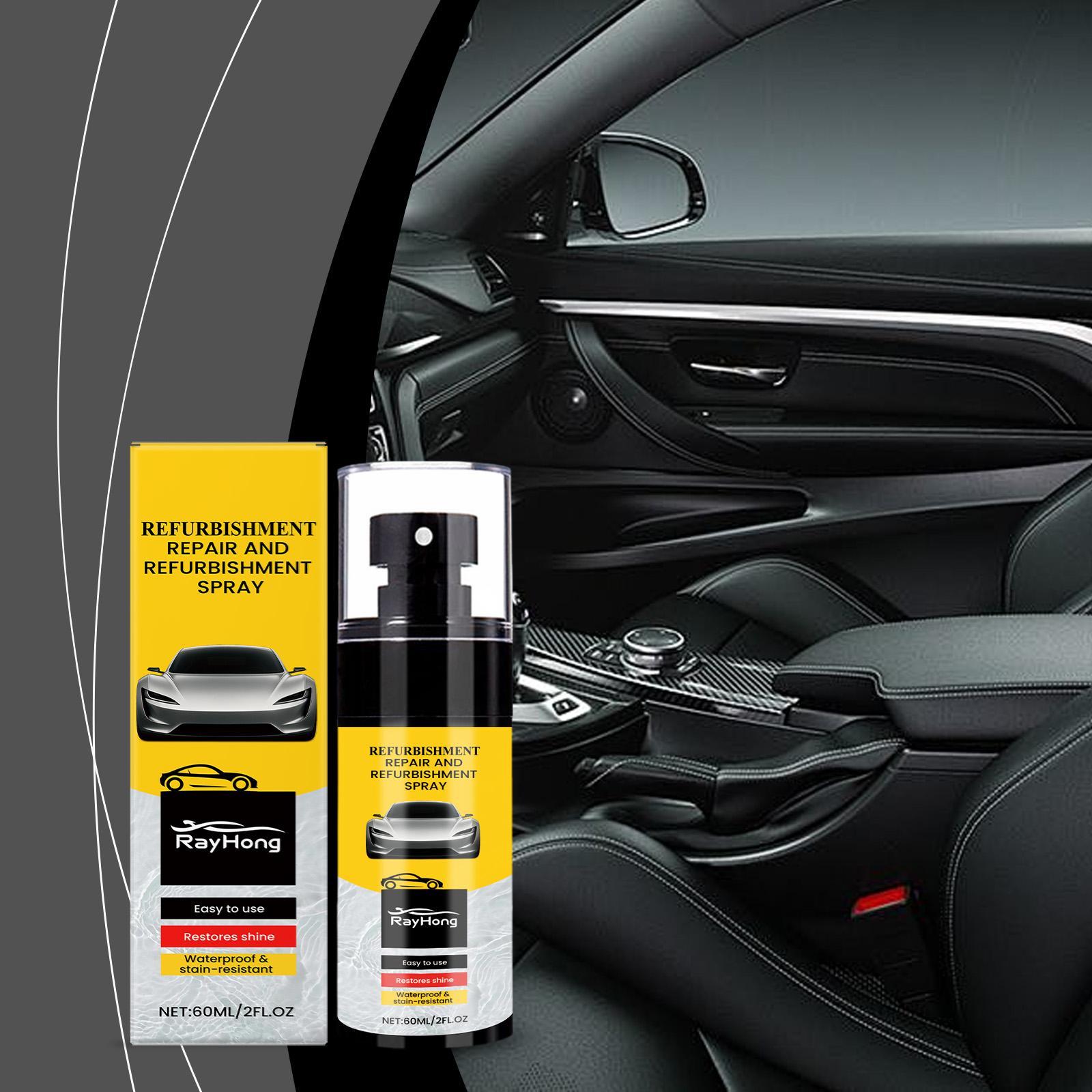 Rayhong spray used for automotive interior plastic care