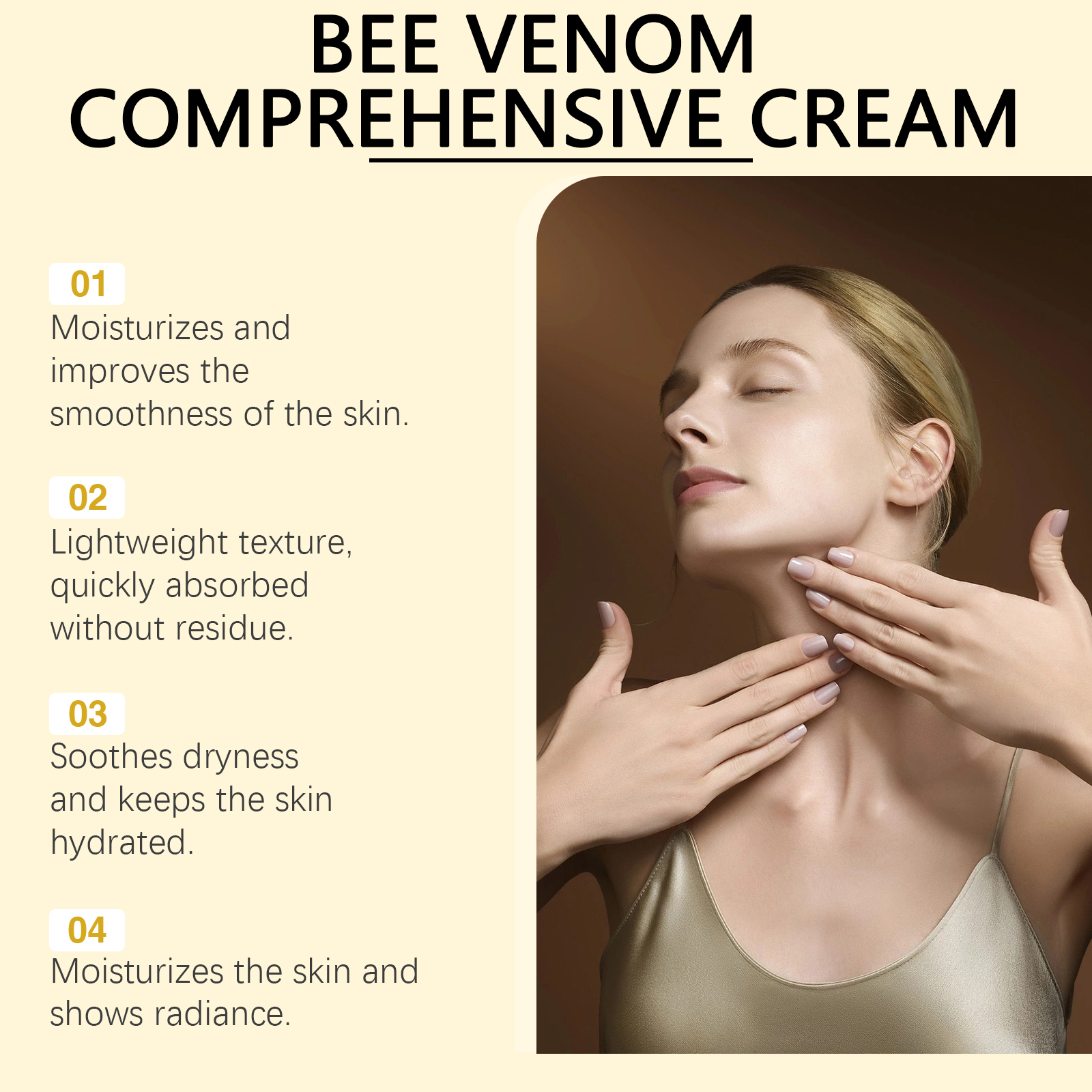 Moisturizer cream texture beside daily care benefits