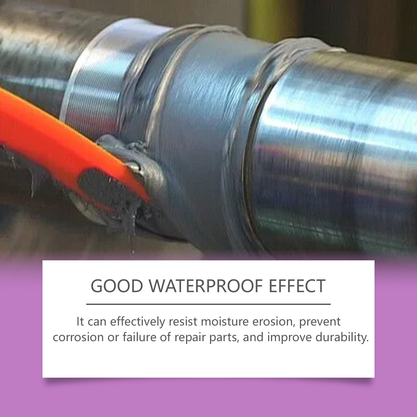 Water-resistant adhesive sealing a metal pipe joint