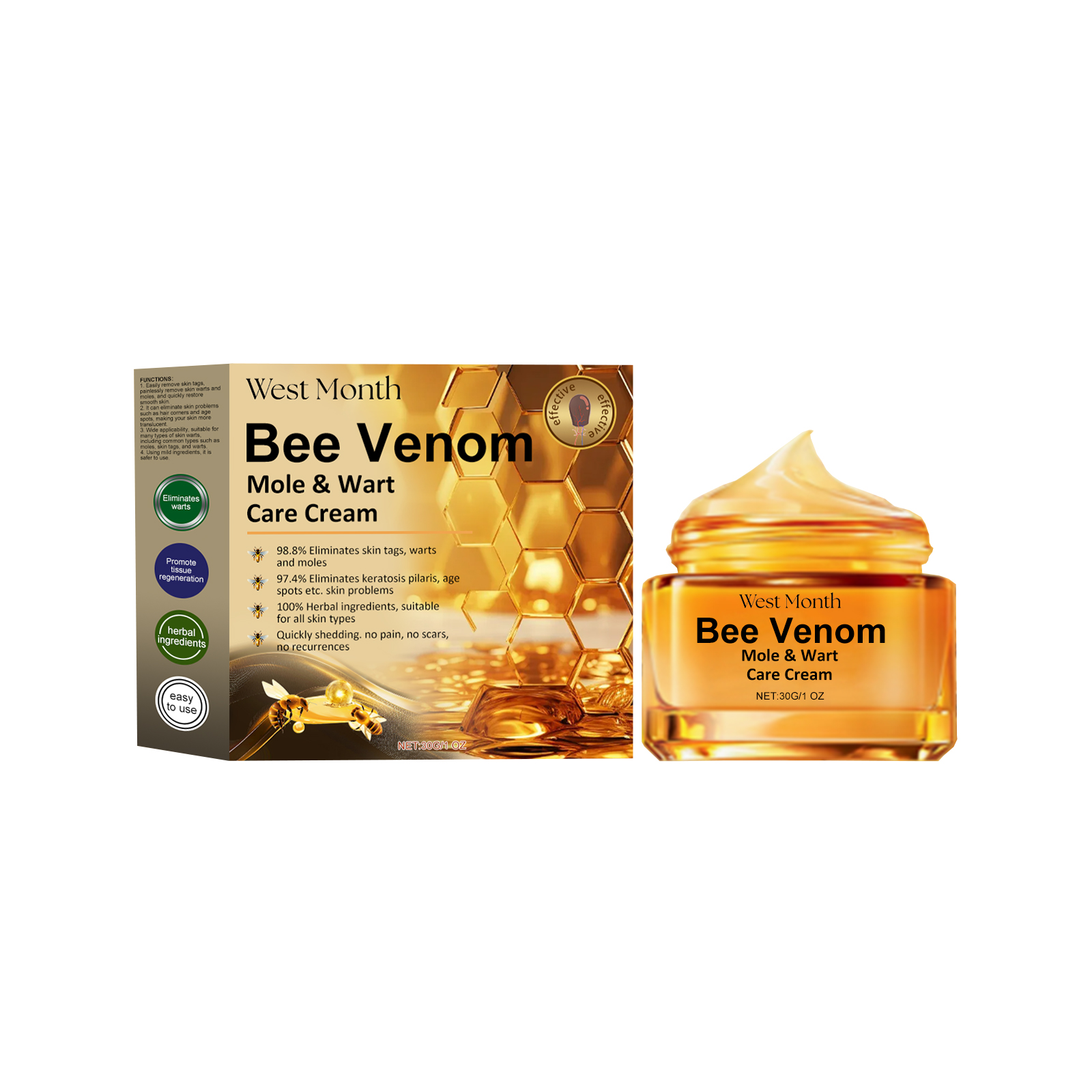 West&Month Bee Venom Keyu Mole Care Cream, Moisturizes And Smoothes The Skin, Lightening The Skin