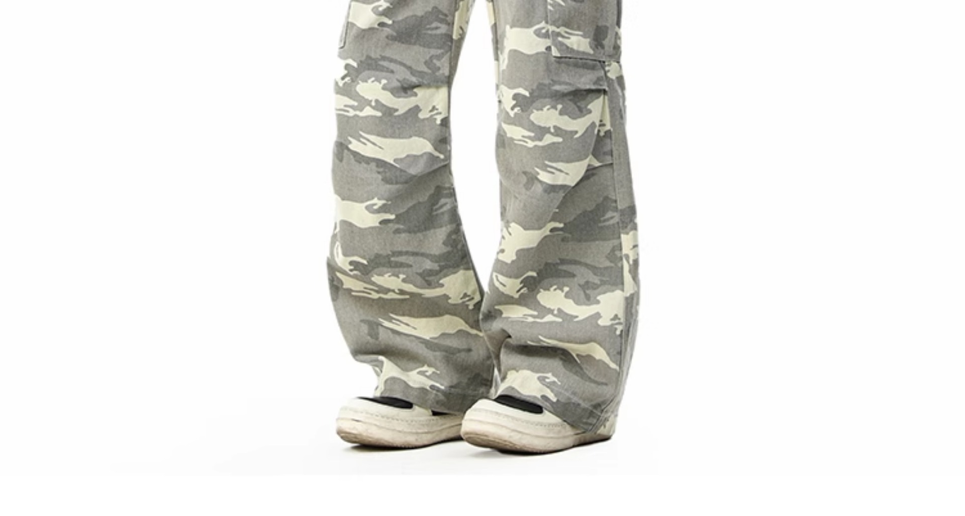 Vintage Camouflage Multi-Pocket Work Pants Back View