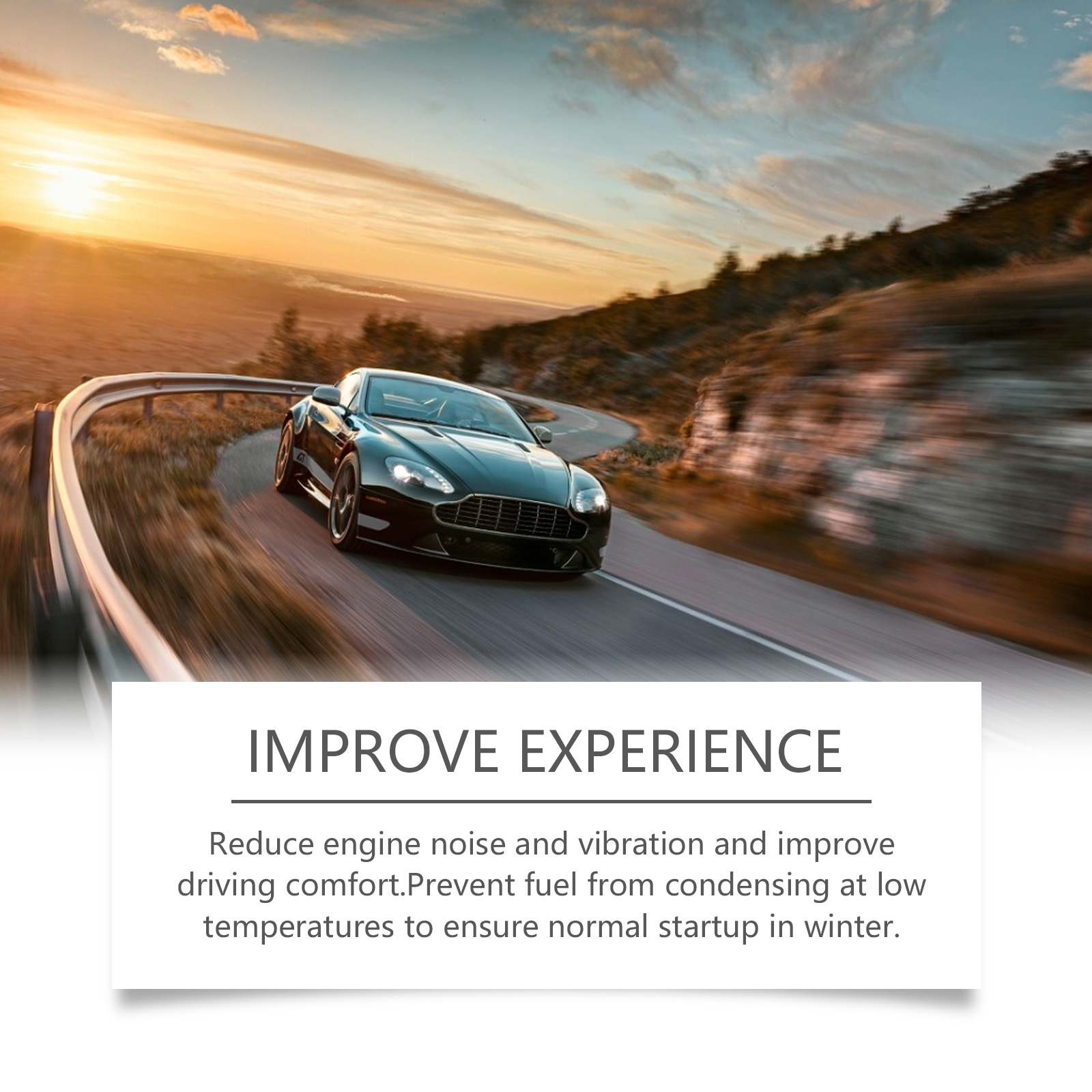 Sports car road scene for low-temperature fuel care