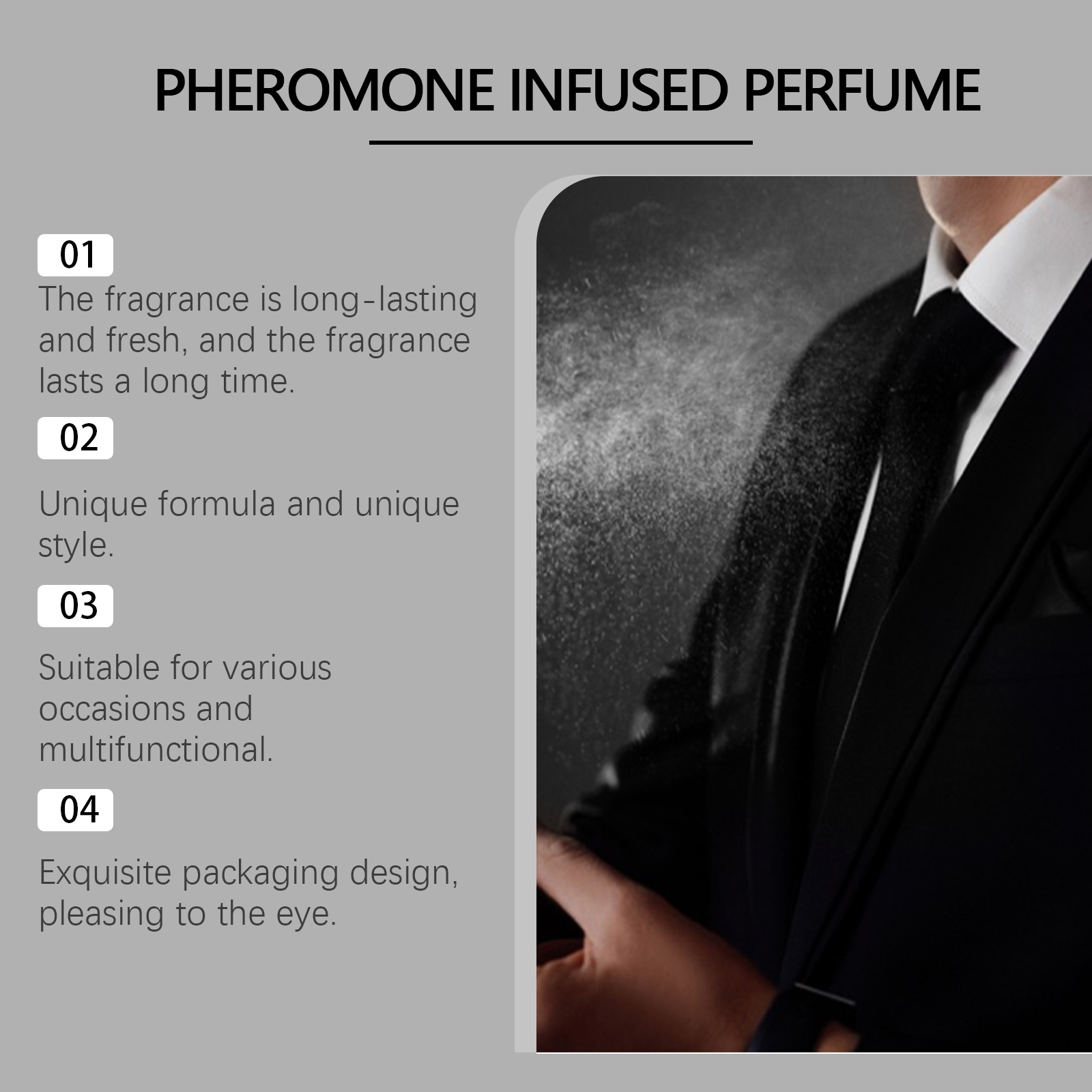 Pheromone perfume packaging with elegant presentation