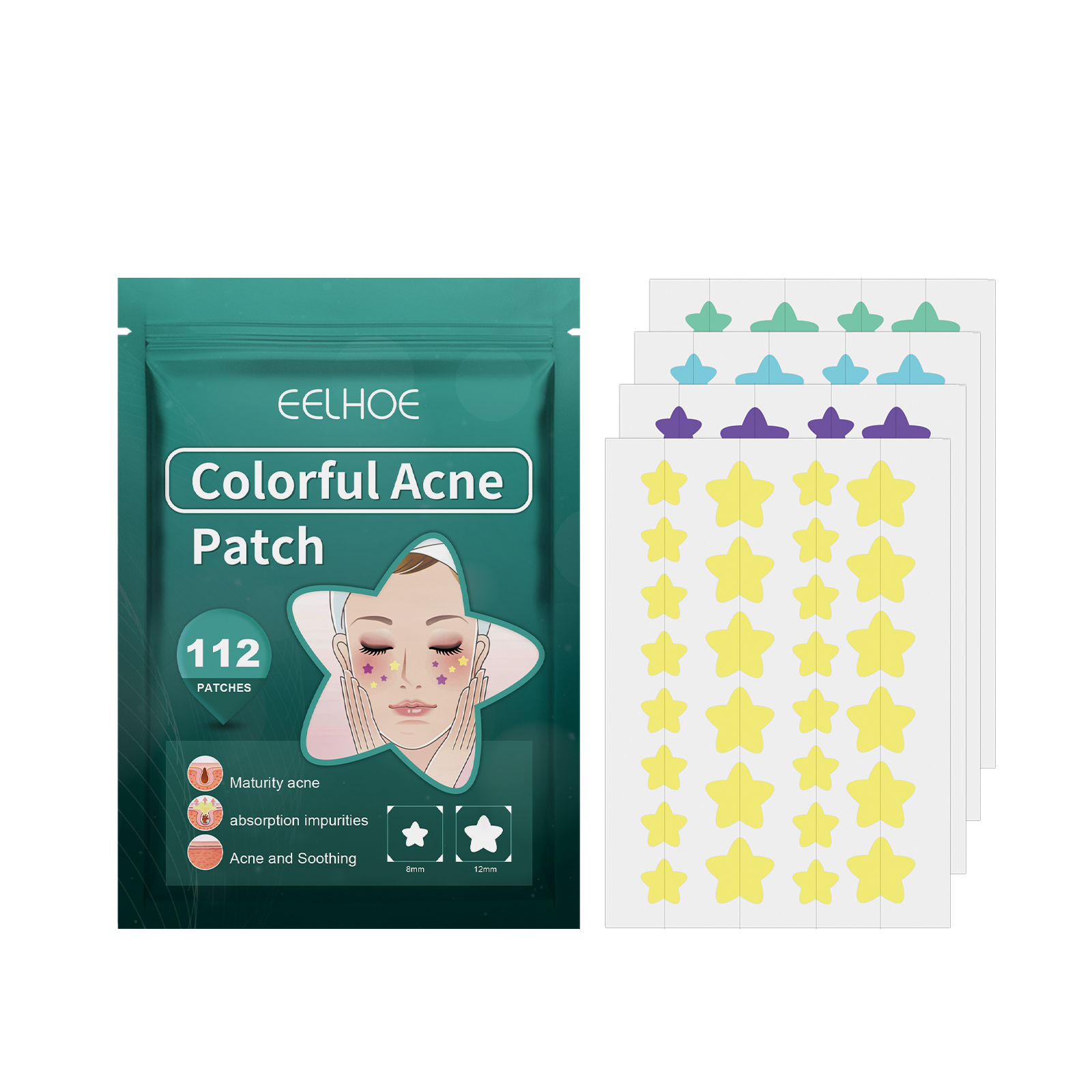 EELHOE Star Acne Patch Gentle Cleansing Lighten Acne Soothing Skin Patch Facial Cleansing Treatment