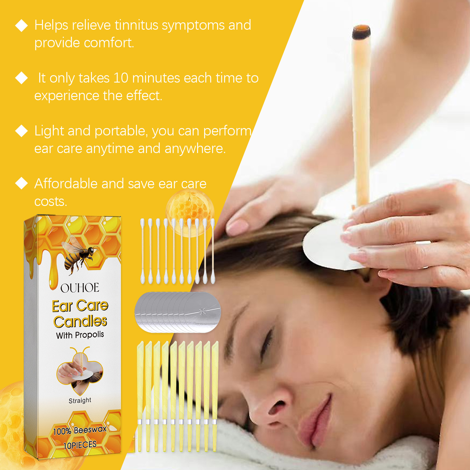 Relaxed supervised ear-care preparation with candle disc