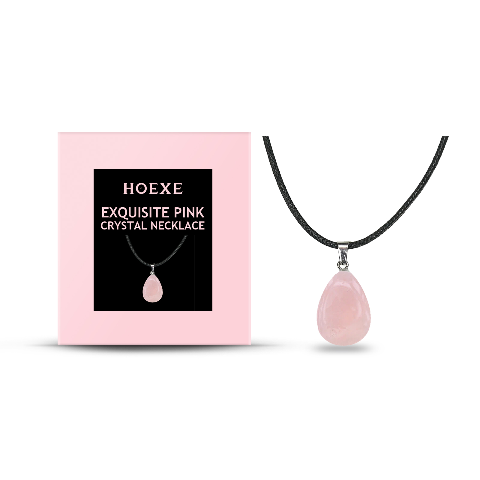 Hoexe Exquisite Powder Crystal Necklace Light Luxury Niche Ins Simple Style Everyday Clavicle Chain