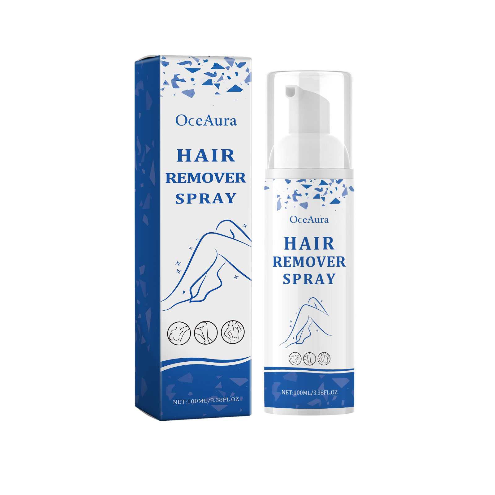 OceAura Mousse Hair Removal Spray Gentle Non-Irritating Moisturizing Moisturizing Smooth Body Skin