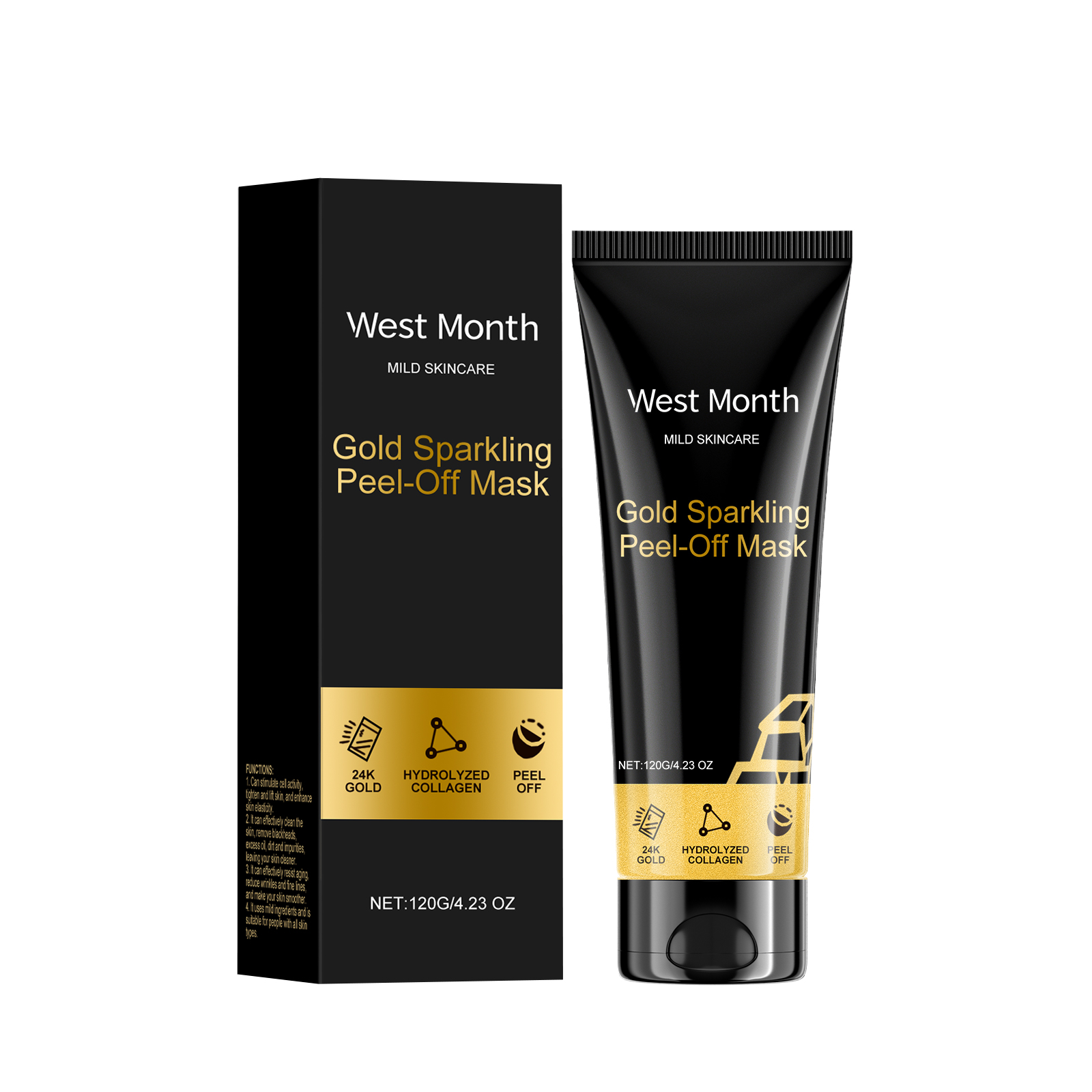 West Month Gold Peel Mask, 24k Gold Collagen Peel Mask Firming Moisturizing And Cleansing MaskWest