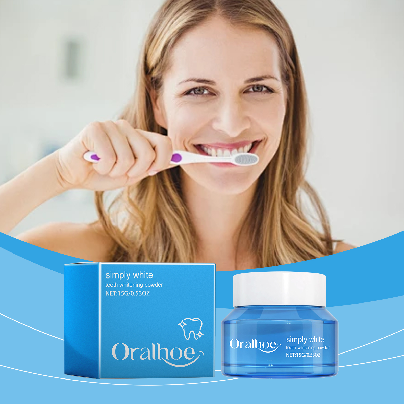 Woman brushing teeth during a home whitening routine