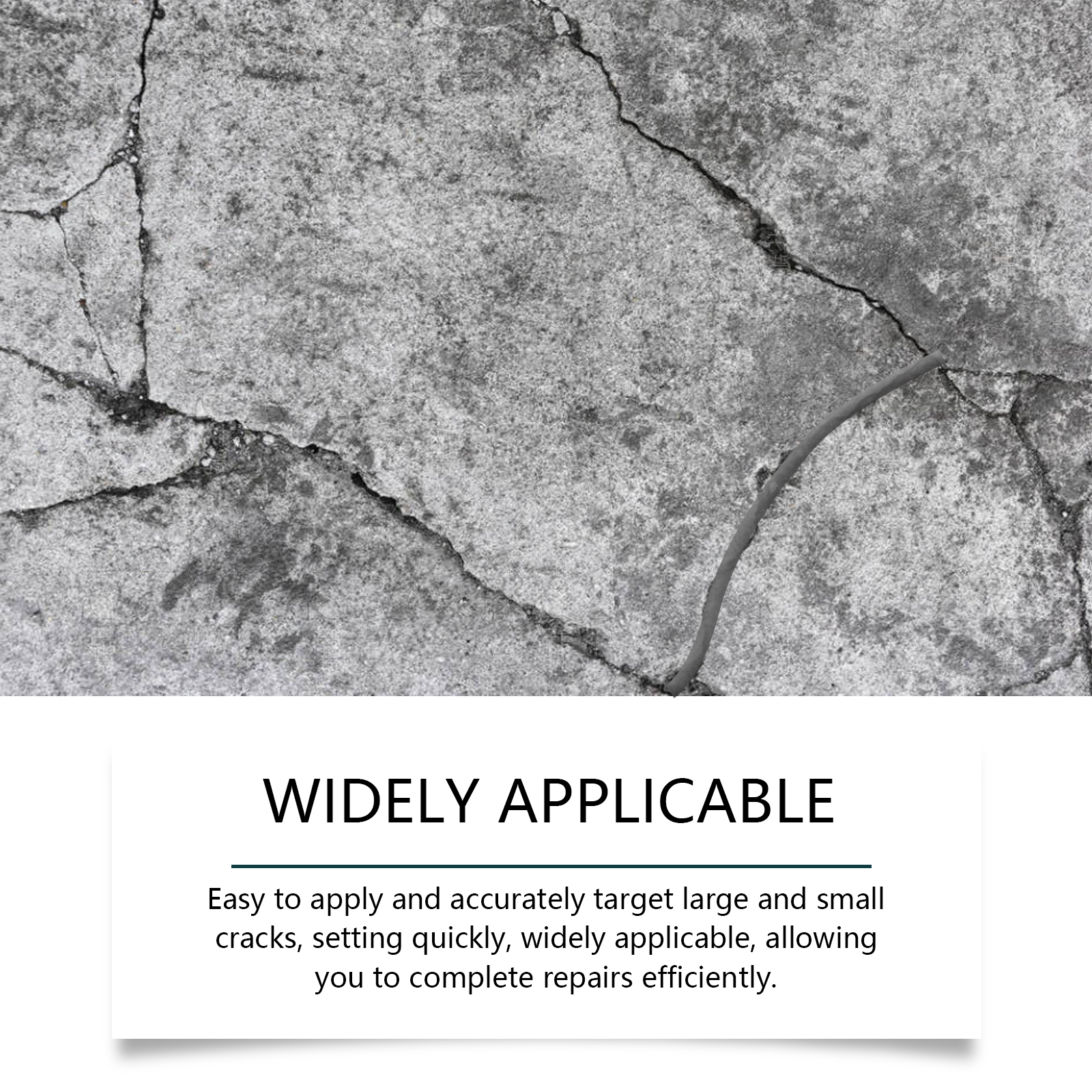 Close view of concrete crack with controlled repair line
